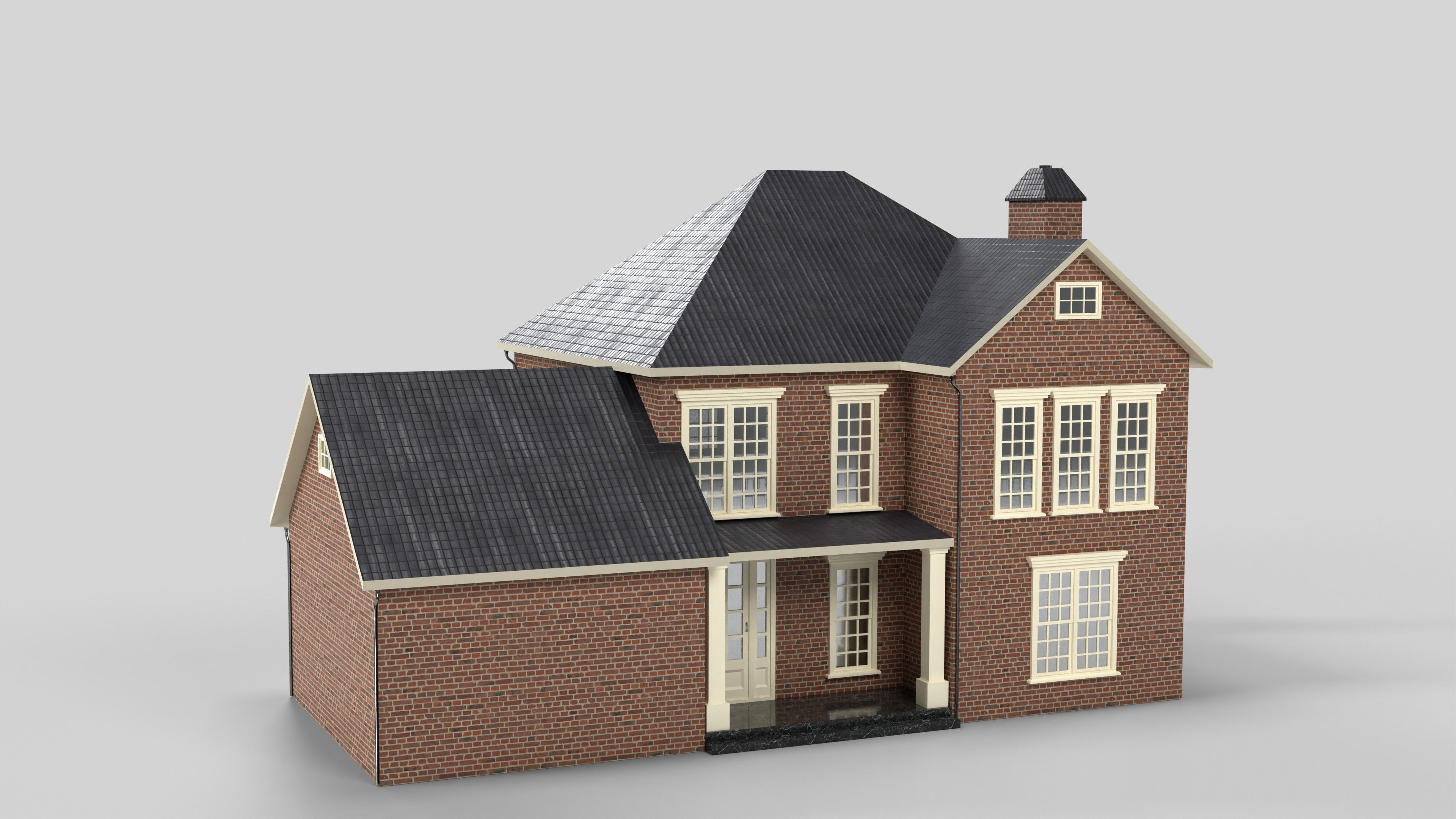 British House Design 16T4 Low-poly 3D model_3