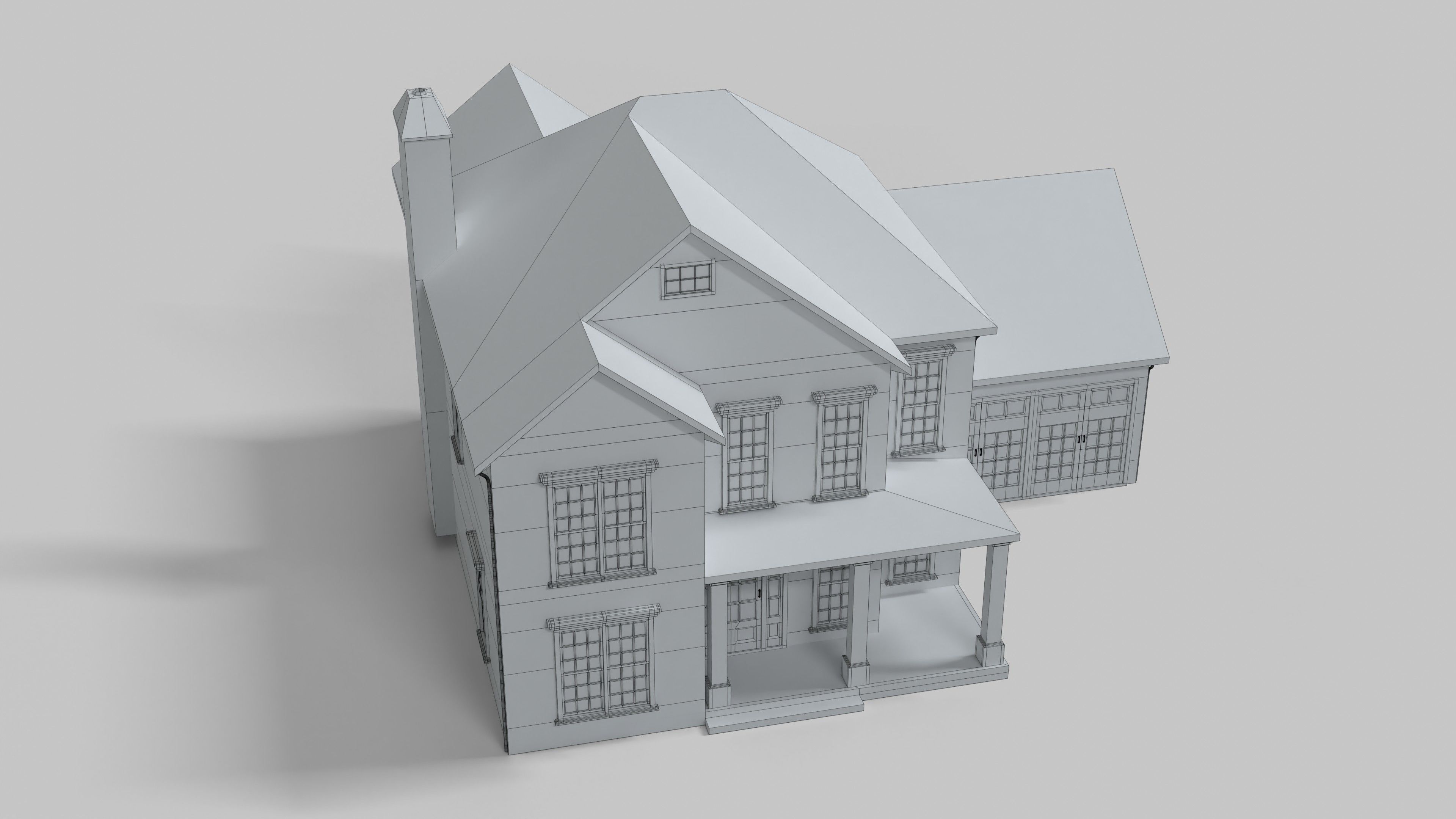 British House Design 16T4 Low-poly 3D model_6