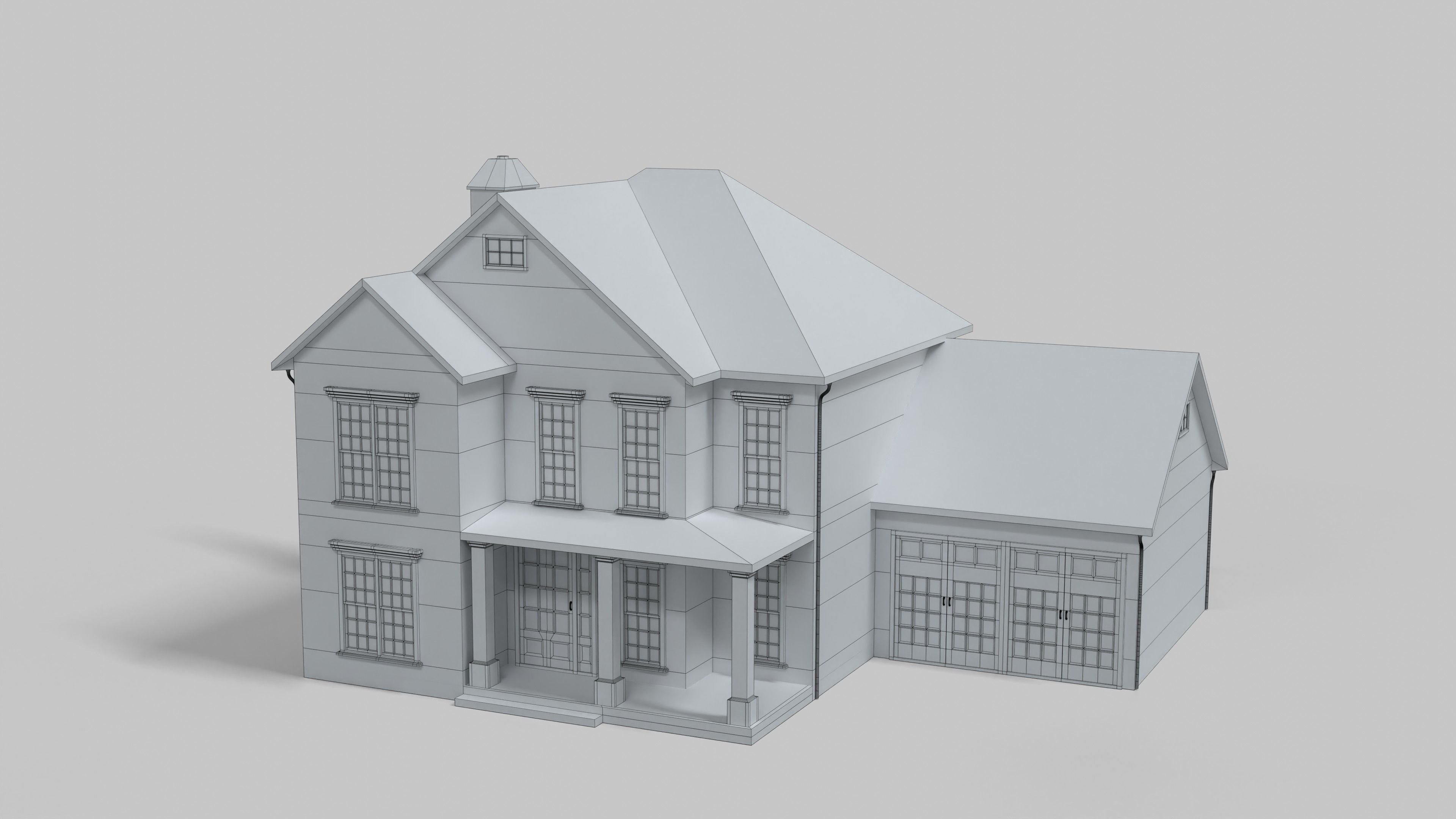 British House Design 16T4 Low-poly 3D model_8