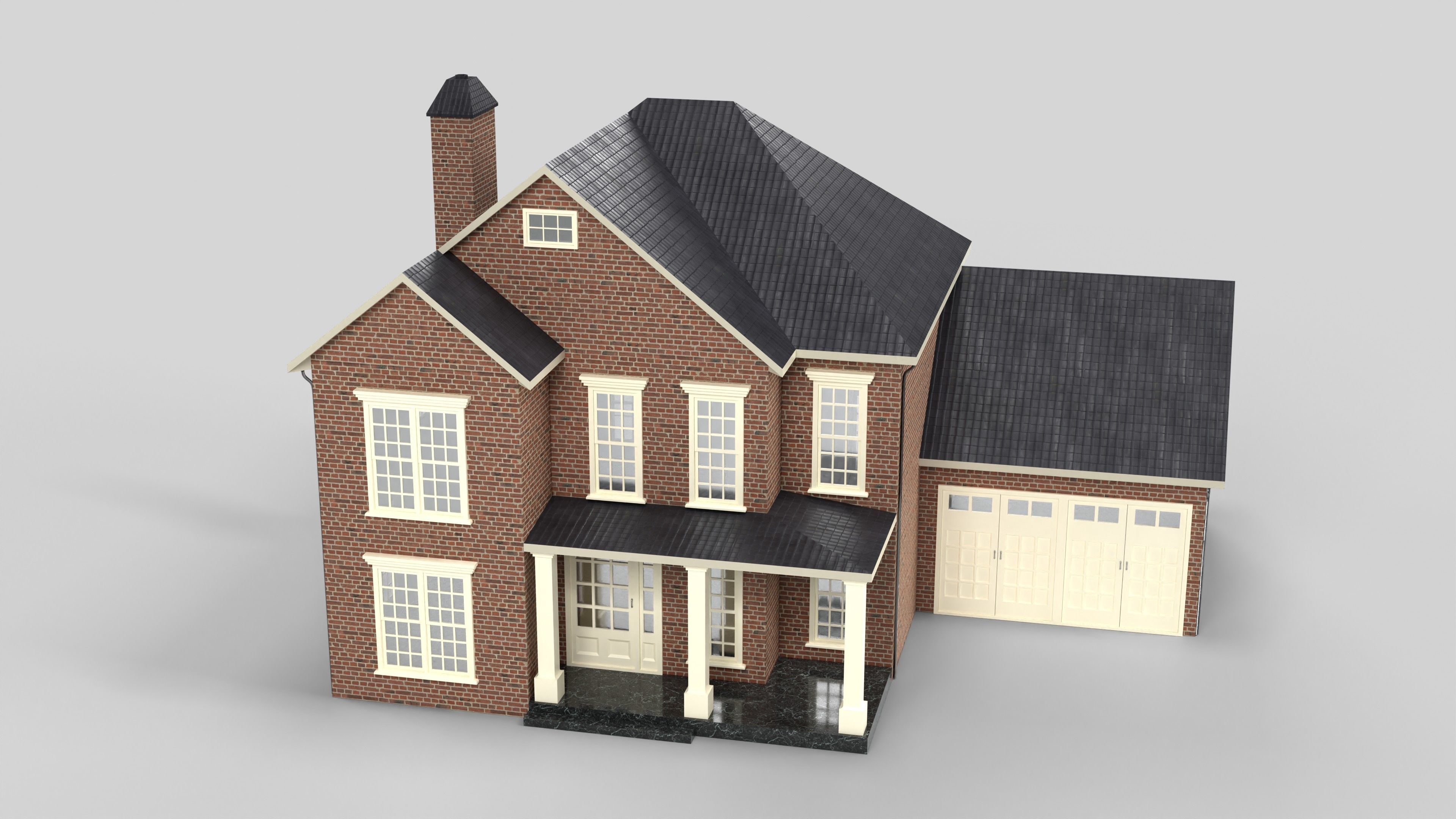 British House Design 16T4 Low-poly 3D model_1