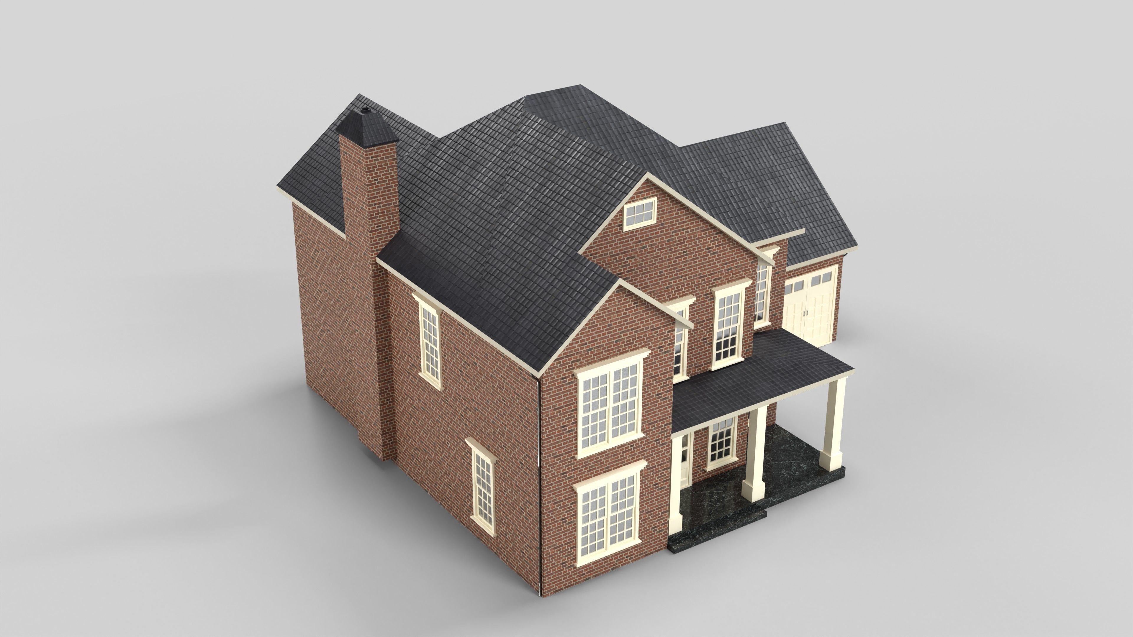 British House Design 16T4 Low-poly 3D model_5