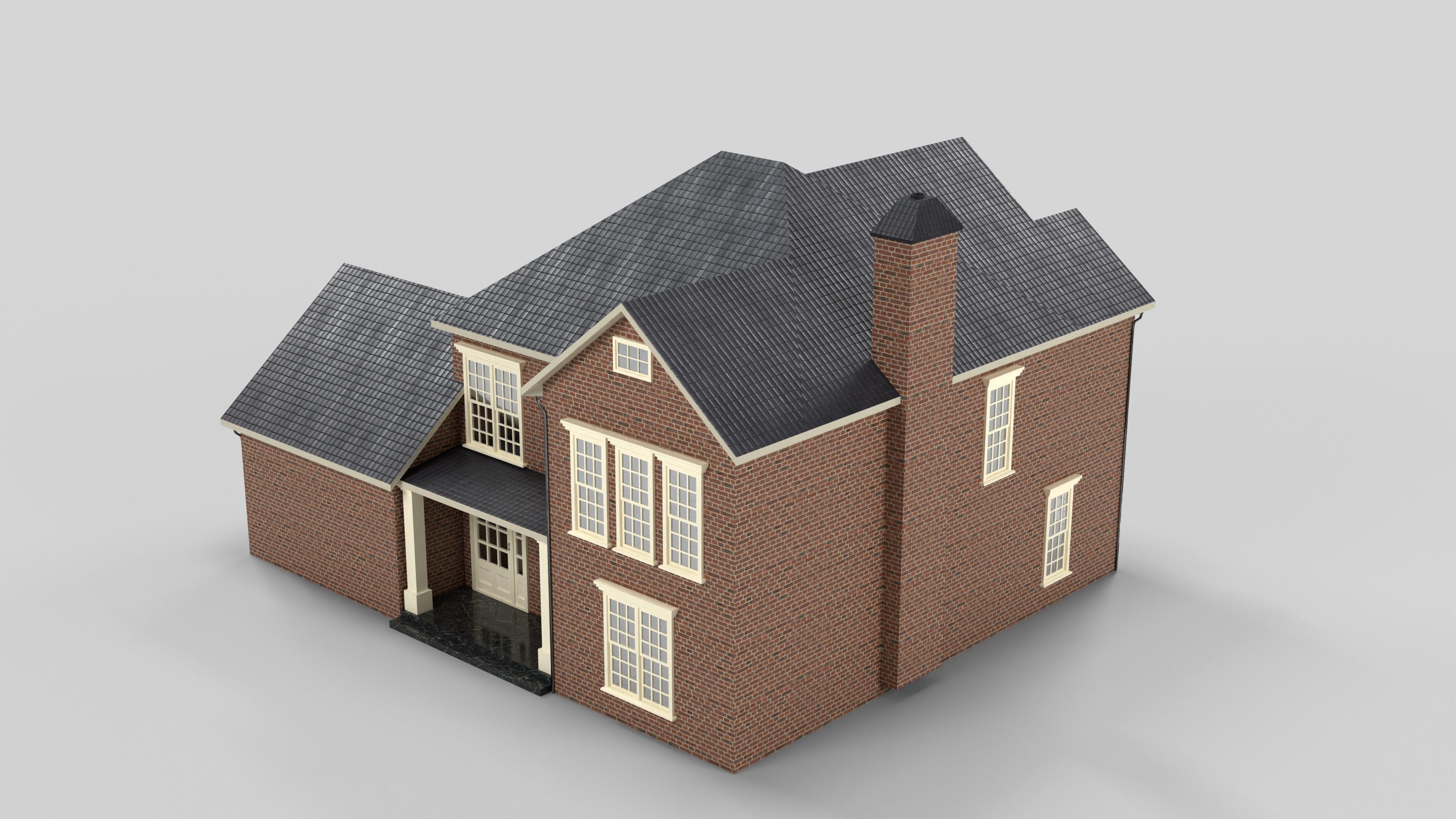 British House Design 16T4 Low-poly 3D model_2