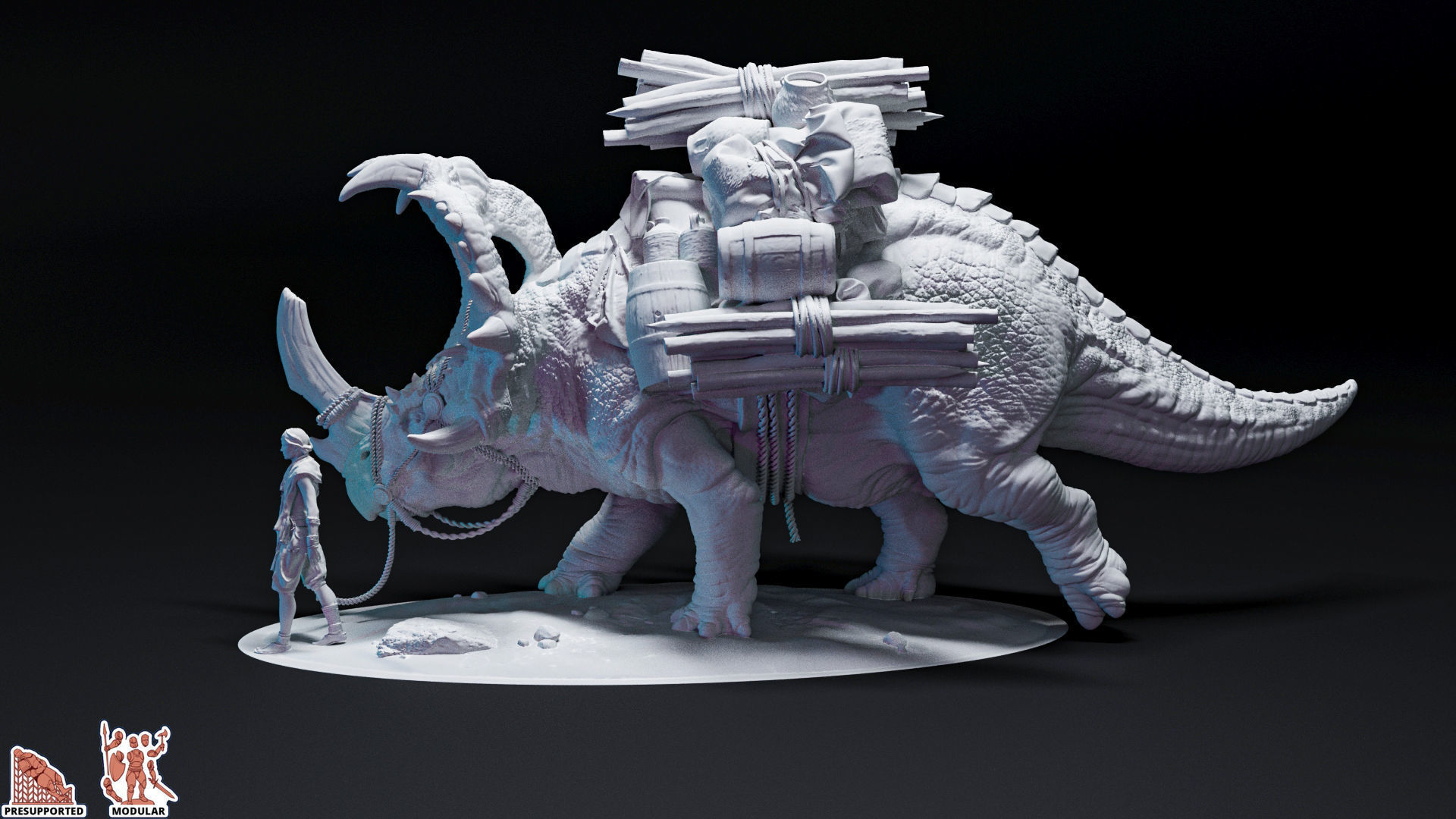 Sinoceratops dinosaur rider 3D print model_1