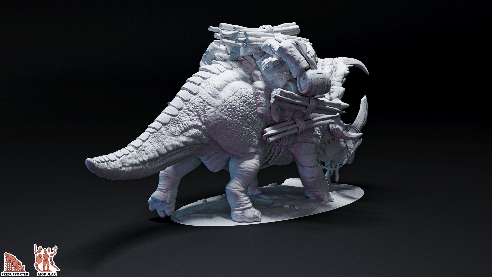 Sinoceratops dinosaur rider 3D print model_2