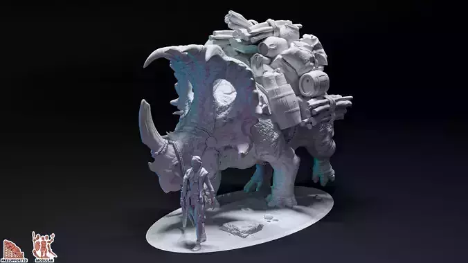 Sinoceratops dinosaur rider 3D print model