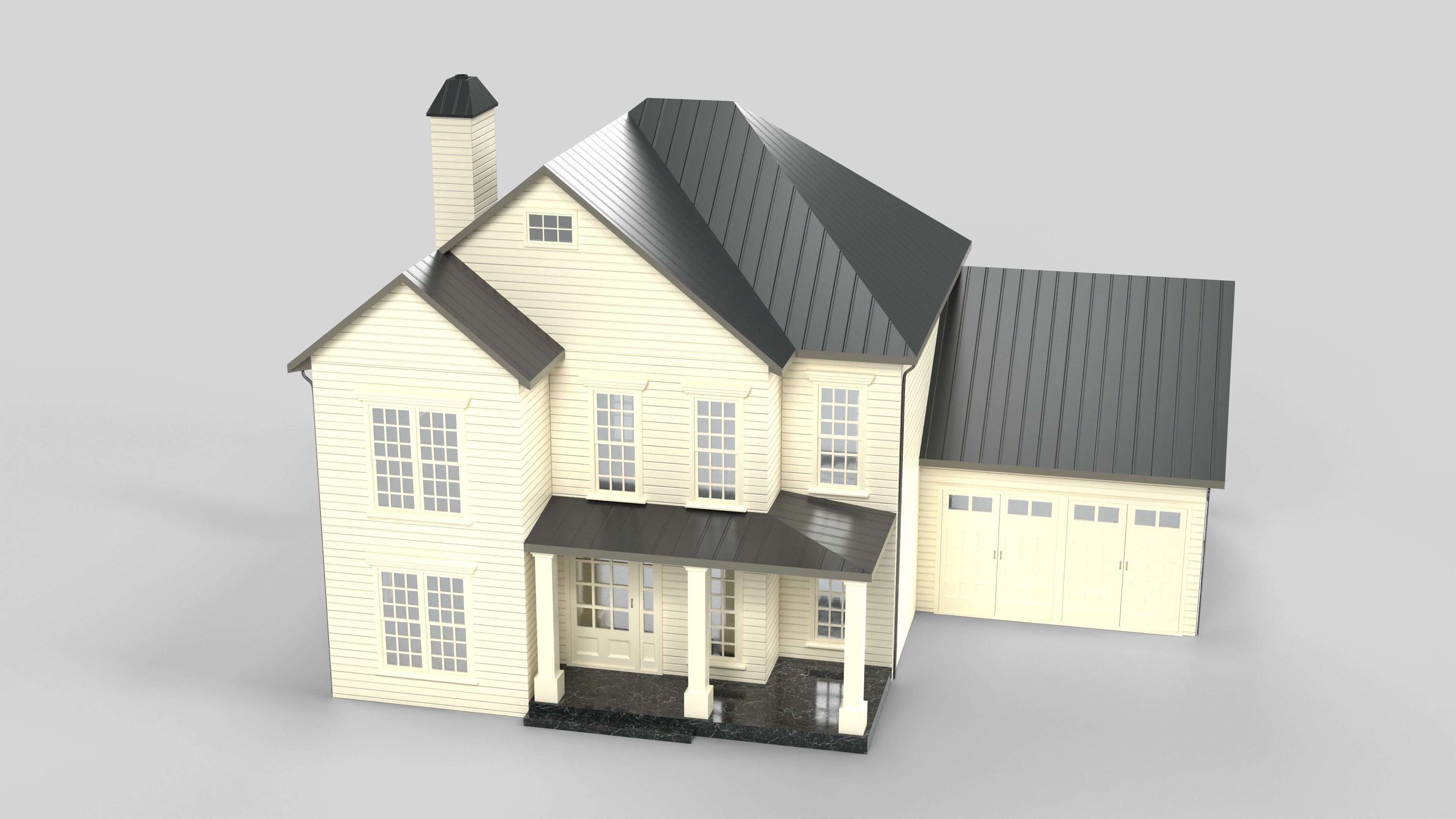 Cottage House Design 16T5 Low-poly 3D model_1