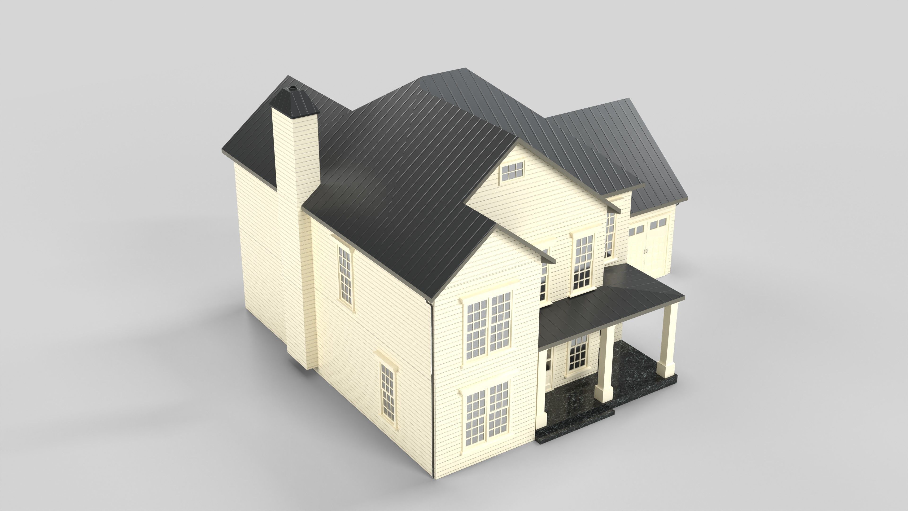 Cottage House Design 16T5 Low-poly 3D model_5