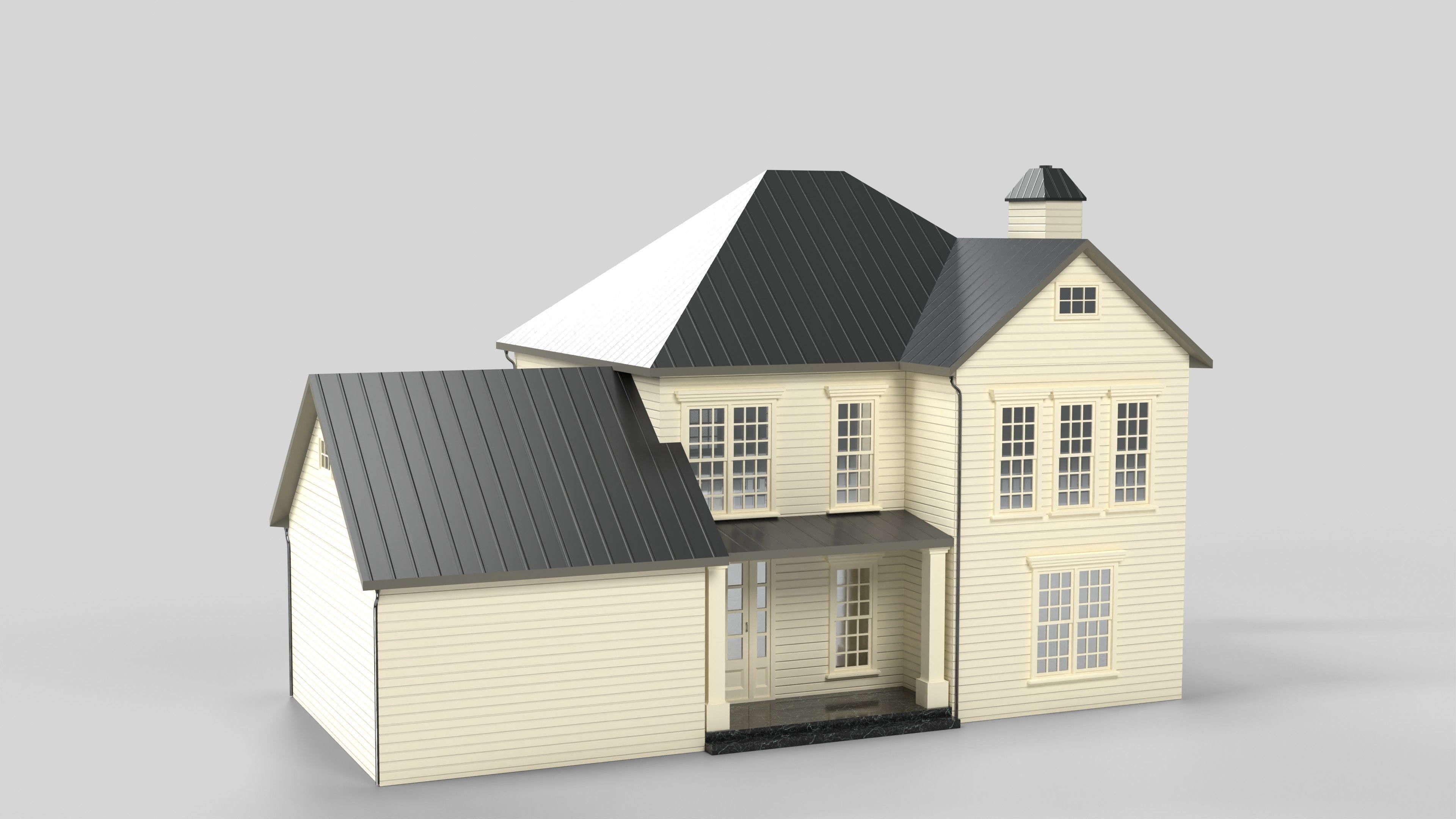 Cottage House Design 16T5 Low-poly 3D model_3