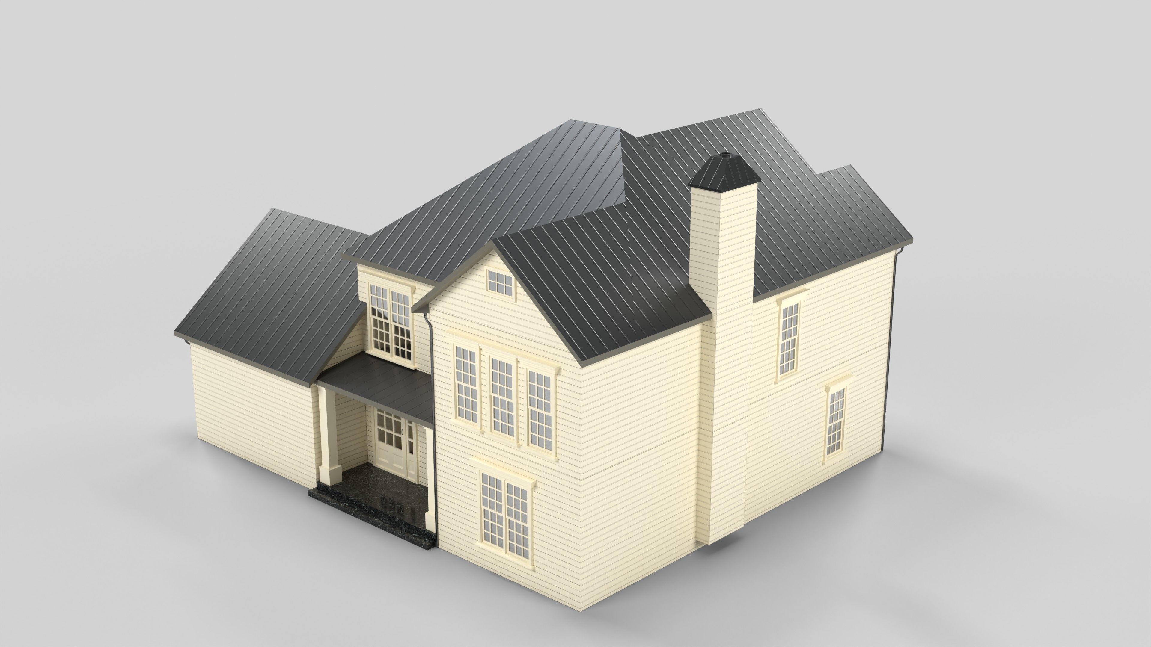 Cottage House Design 16T5 Low-poly 3D model_2
