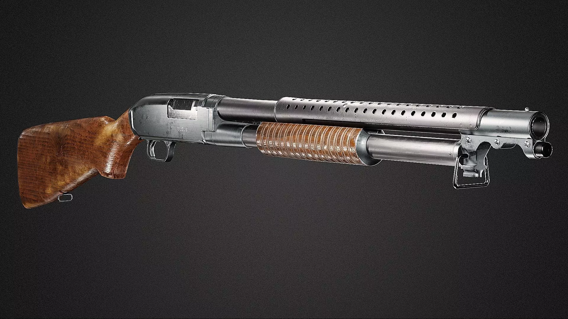 Winchester Model 12 Low-poly 3D model_0