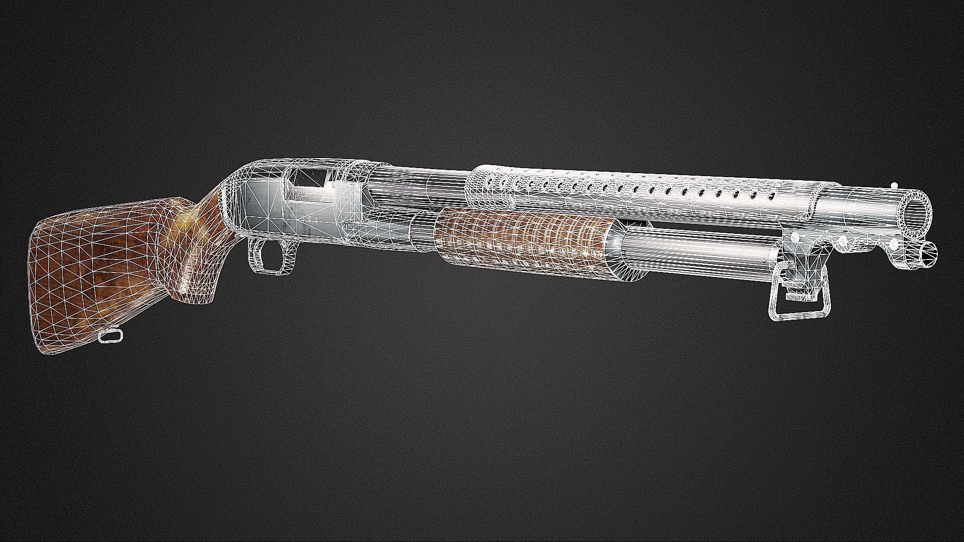 Winchester Model 12 Low-poly 3D model_8