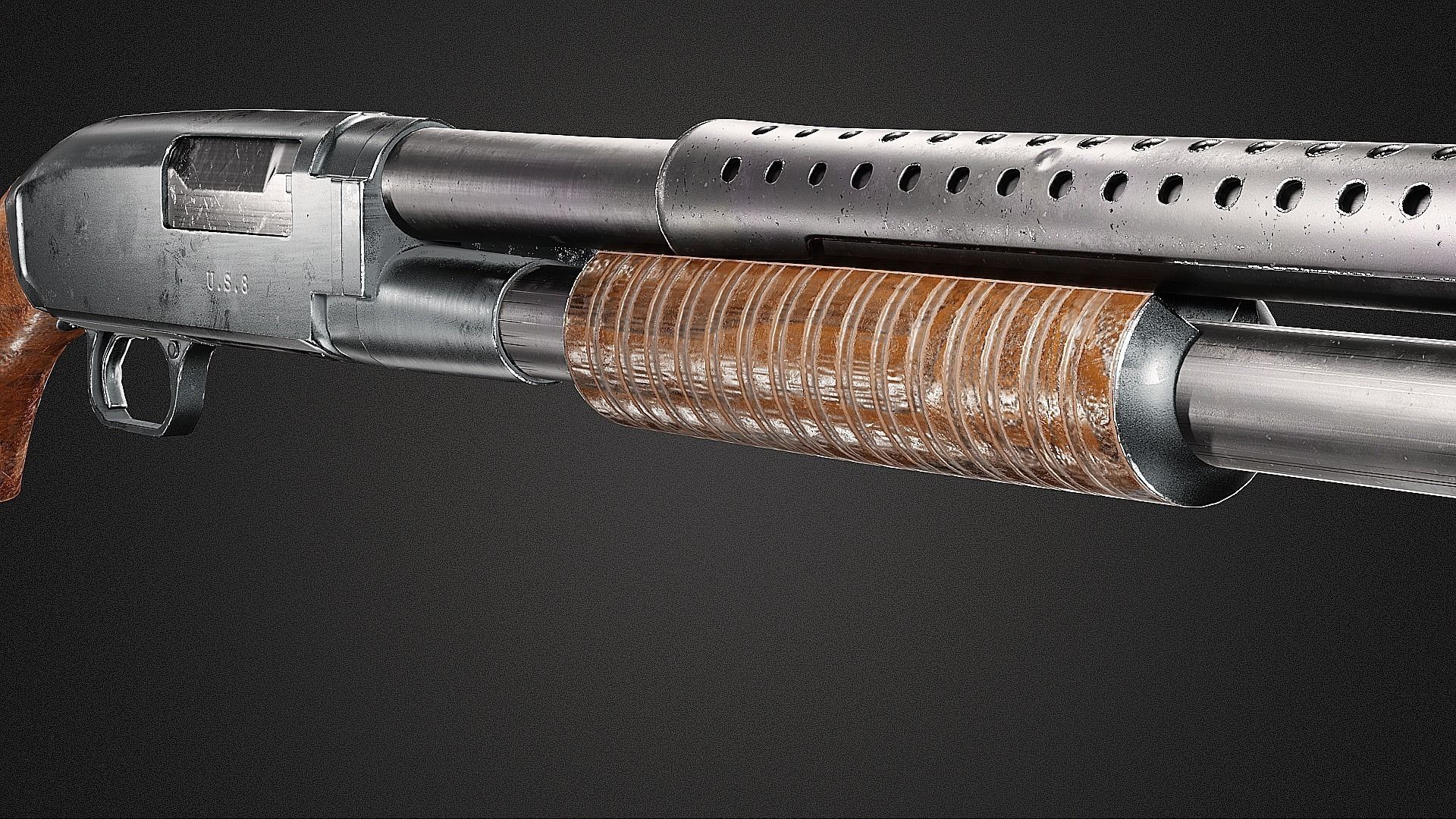 Winchester Model 12 Low-poly 3D model_1