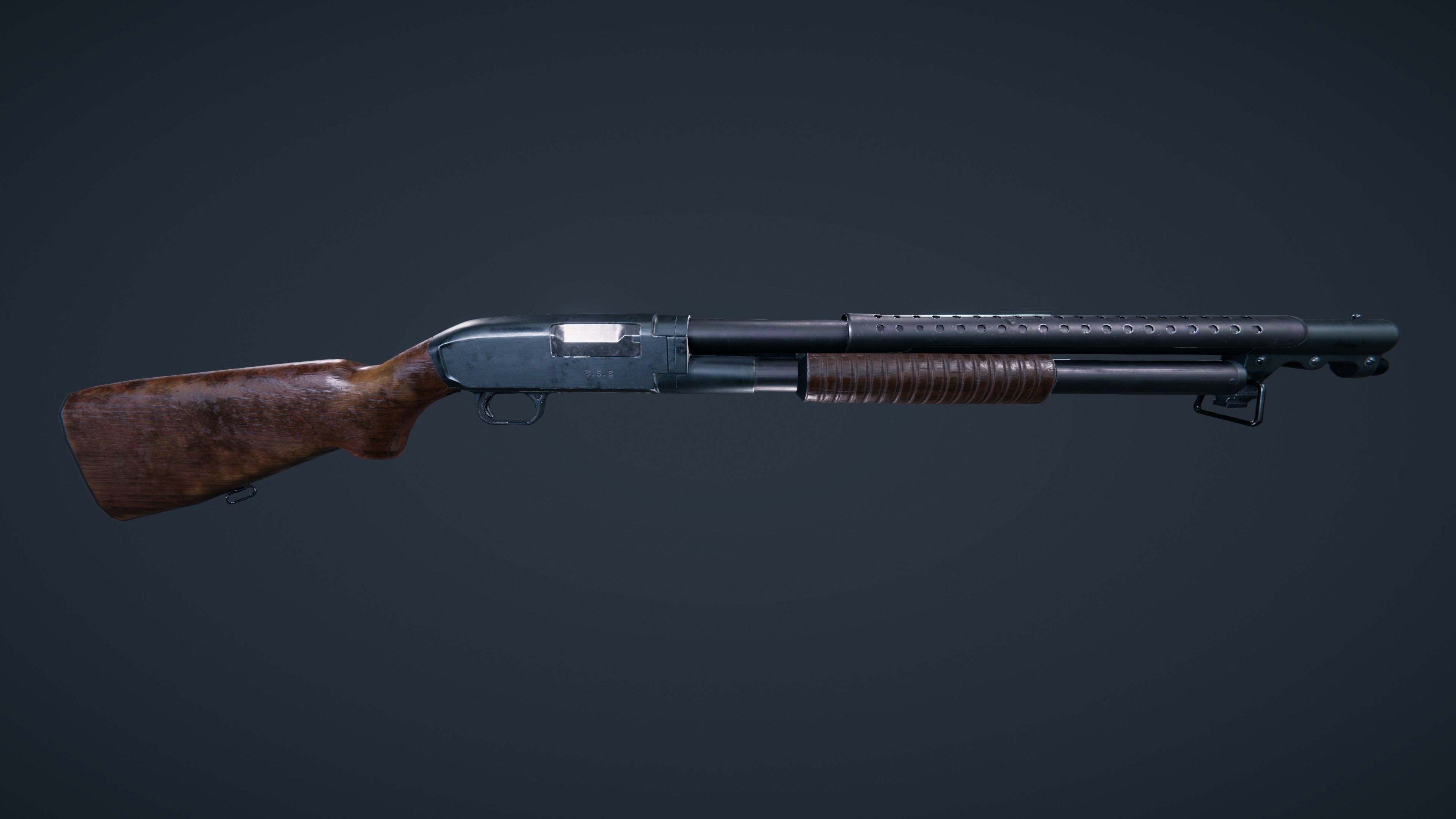 Winchester Model 12 Low-poly 3D model_9