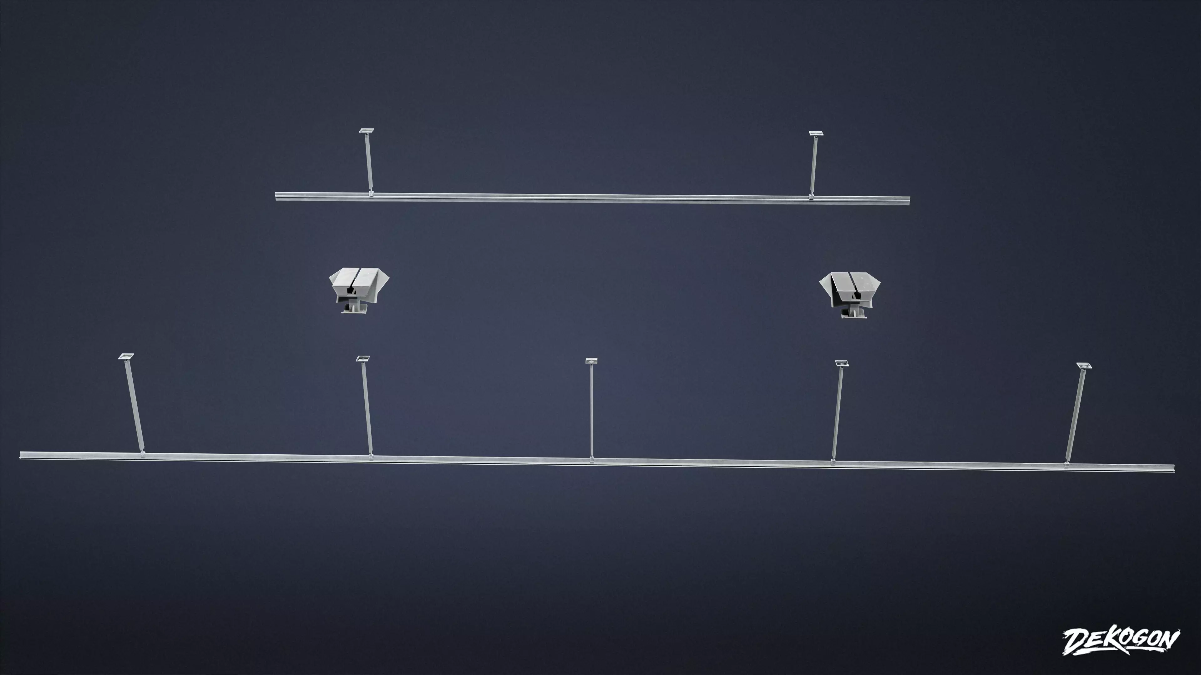 FIRING RANGE - Roof Target Rail Tracks 01 - LOW POLY Low-poly 3D model_0