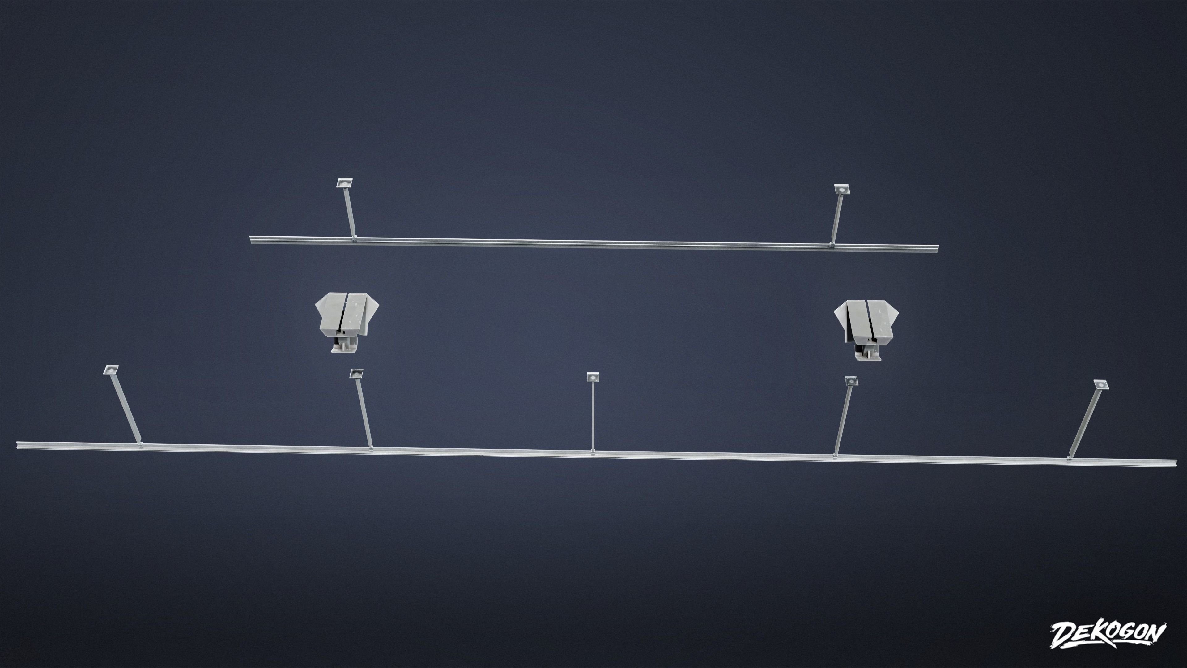 FIRING RANGE - Roof Target Rail Tracks 01 - LOW POLY Low-poly 3D model_2