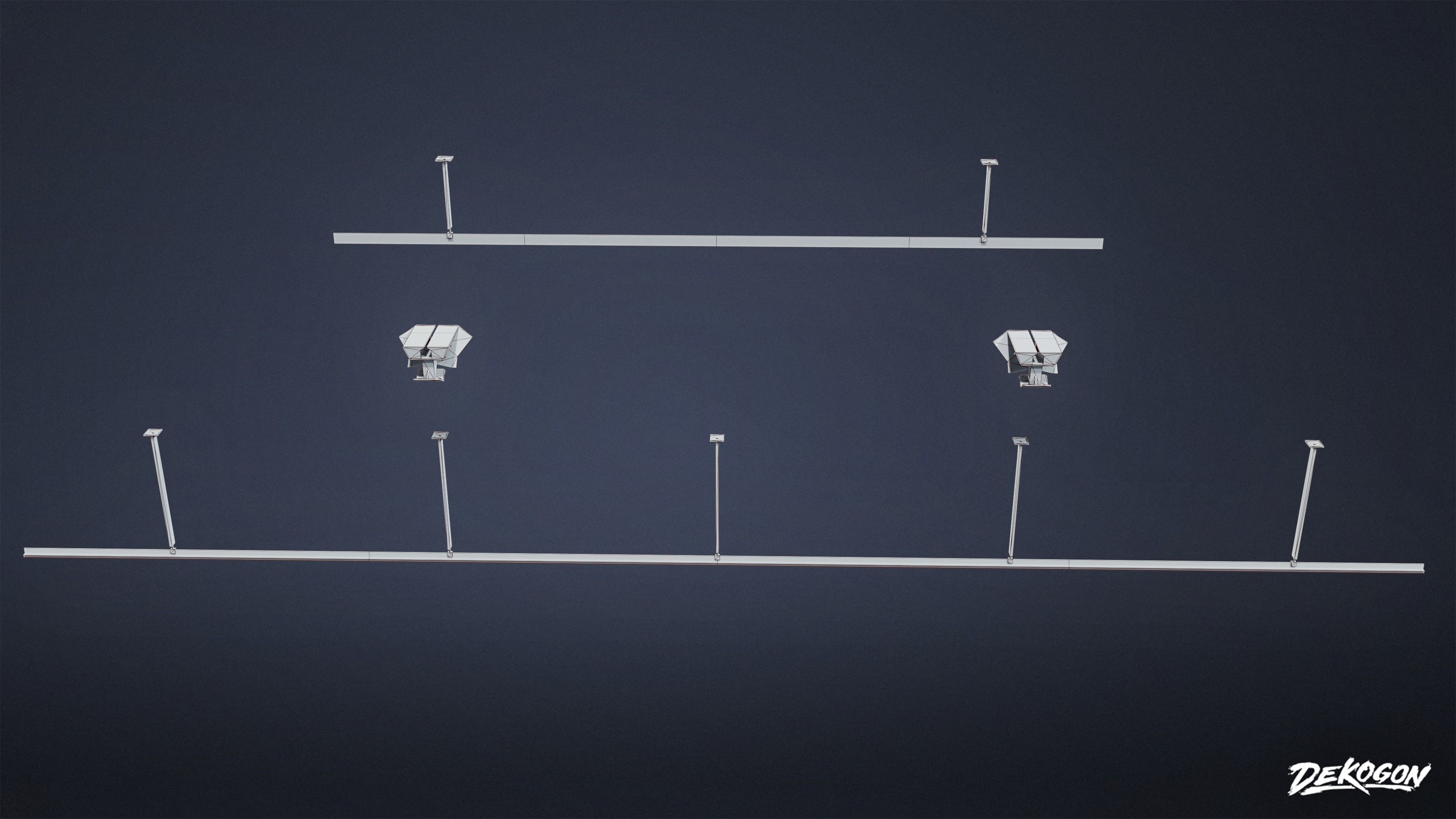 FIRING RANGE - Roof Target Rail Tracks 01 - LOW POLY Low-poly 3D model_1
