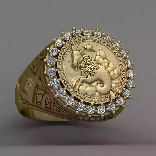Zodiac sign Capricorn  Ring   3d Print Model