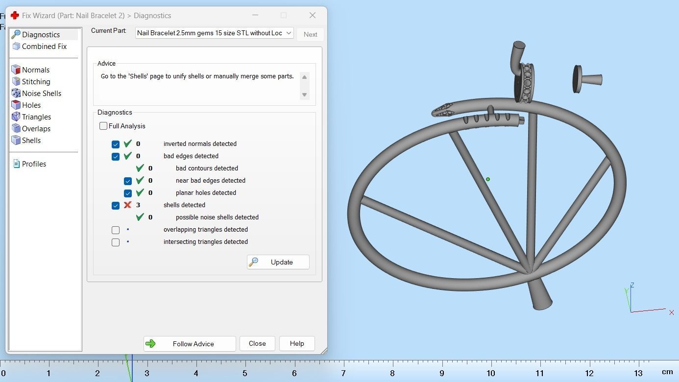 Juste un clou Bracelet 15 Size with Gems Small Verison N176 3D print model_9