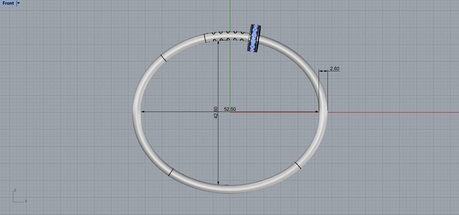 Juste un clou Bracelet 15 Size with Gems Small Verison N176 3D print model_6