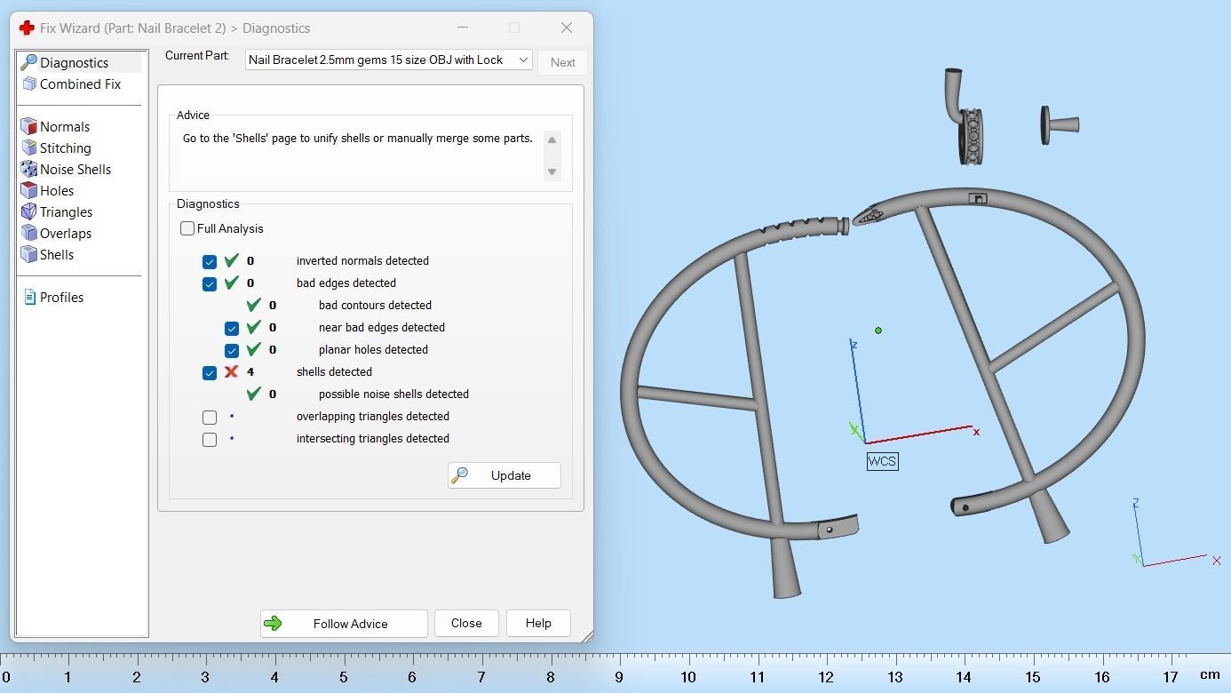 Juste un clou Bracelet 15 Size with Gems Small Verison N176 3D print model_8