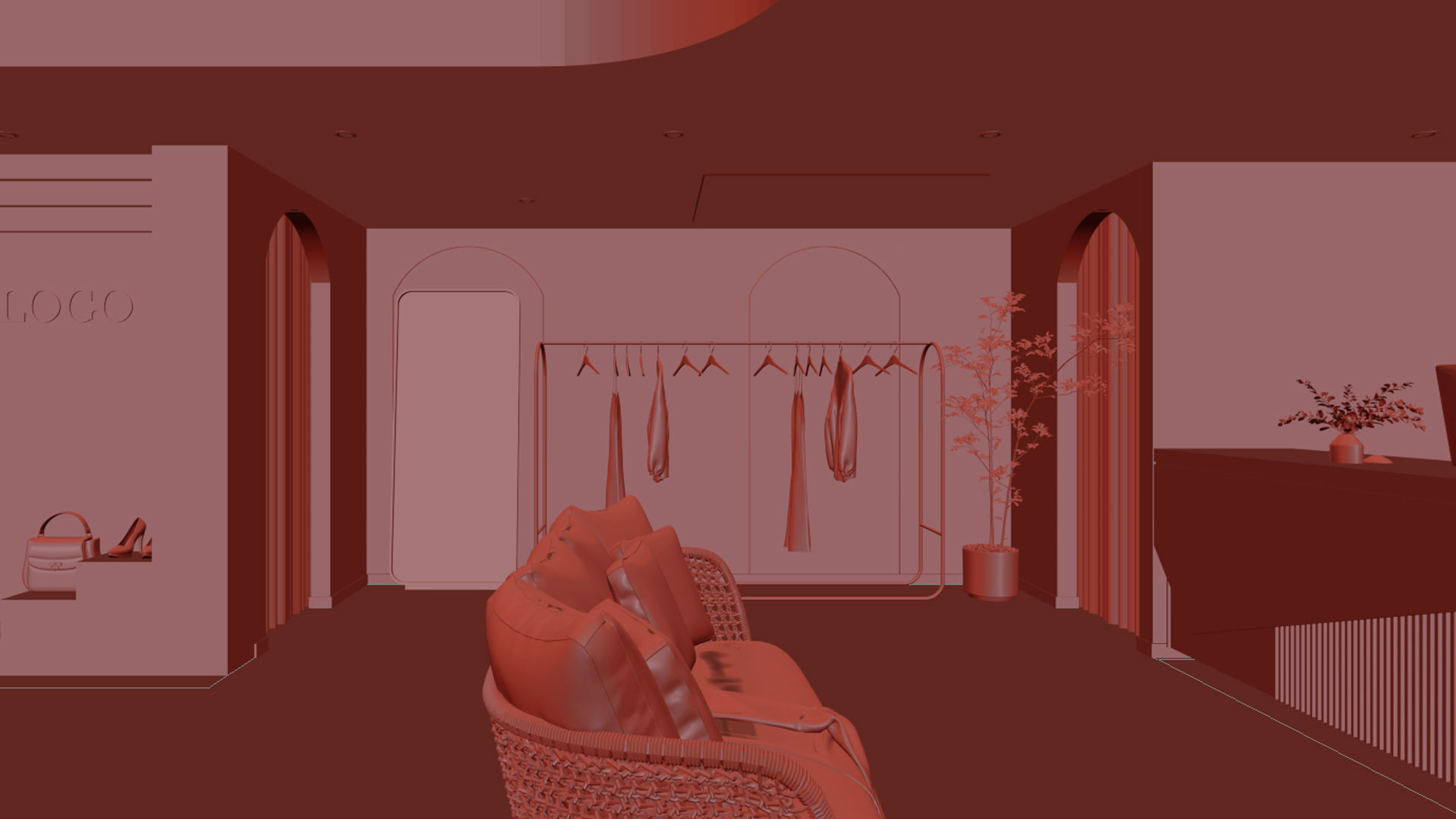 Clothing store shop interior 3D model_7