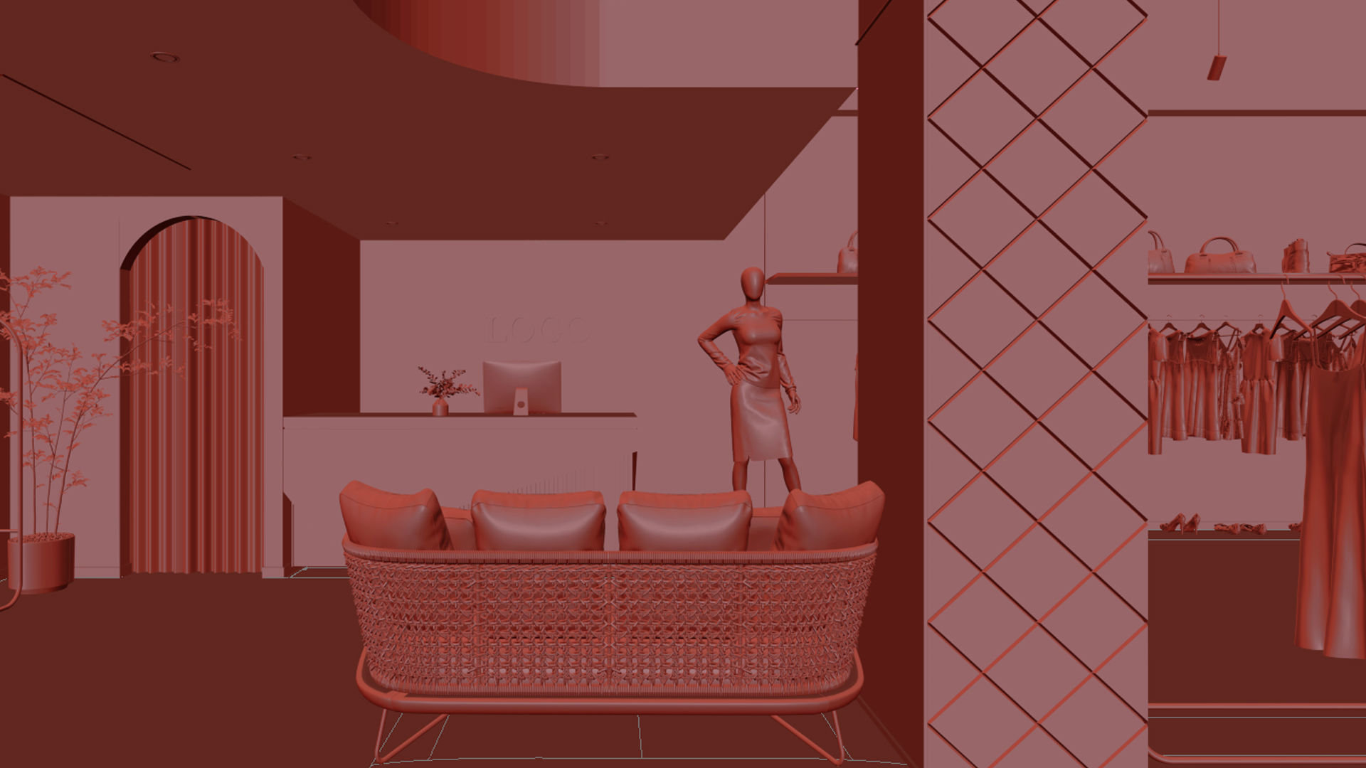 Clothing store shop interior 3D model_8