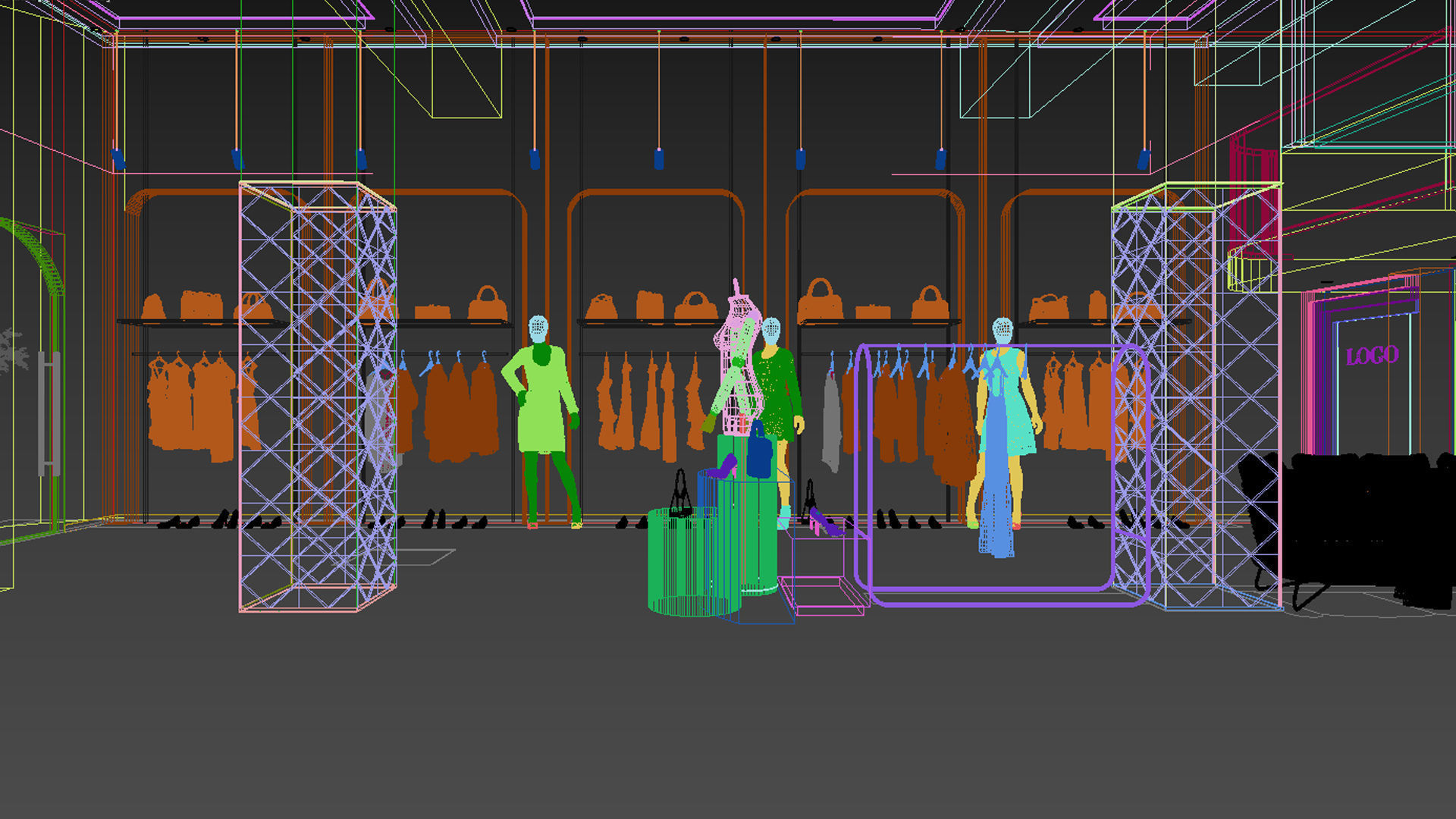 Clothing store shop interior 3D model_12