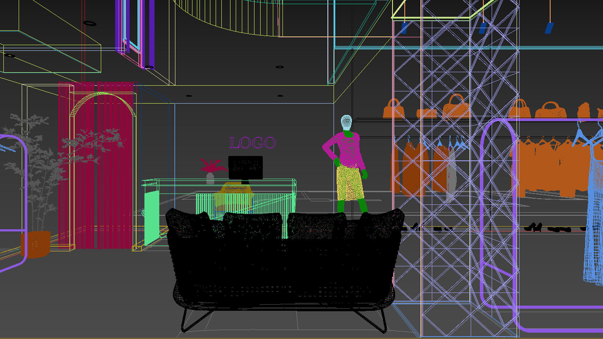 Clothing store shop interior 3D model_14