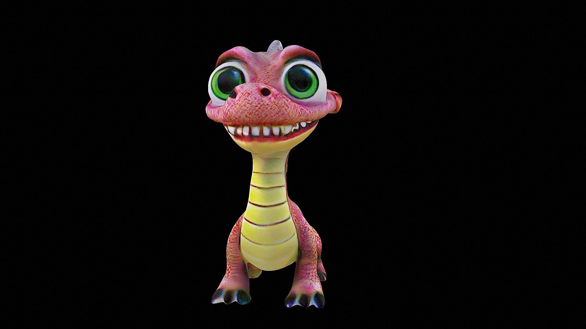 cute cartoon dragon stylized 3D model_7