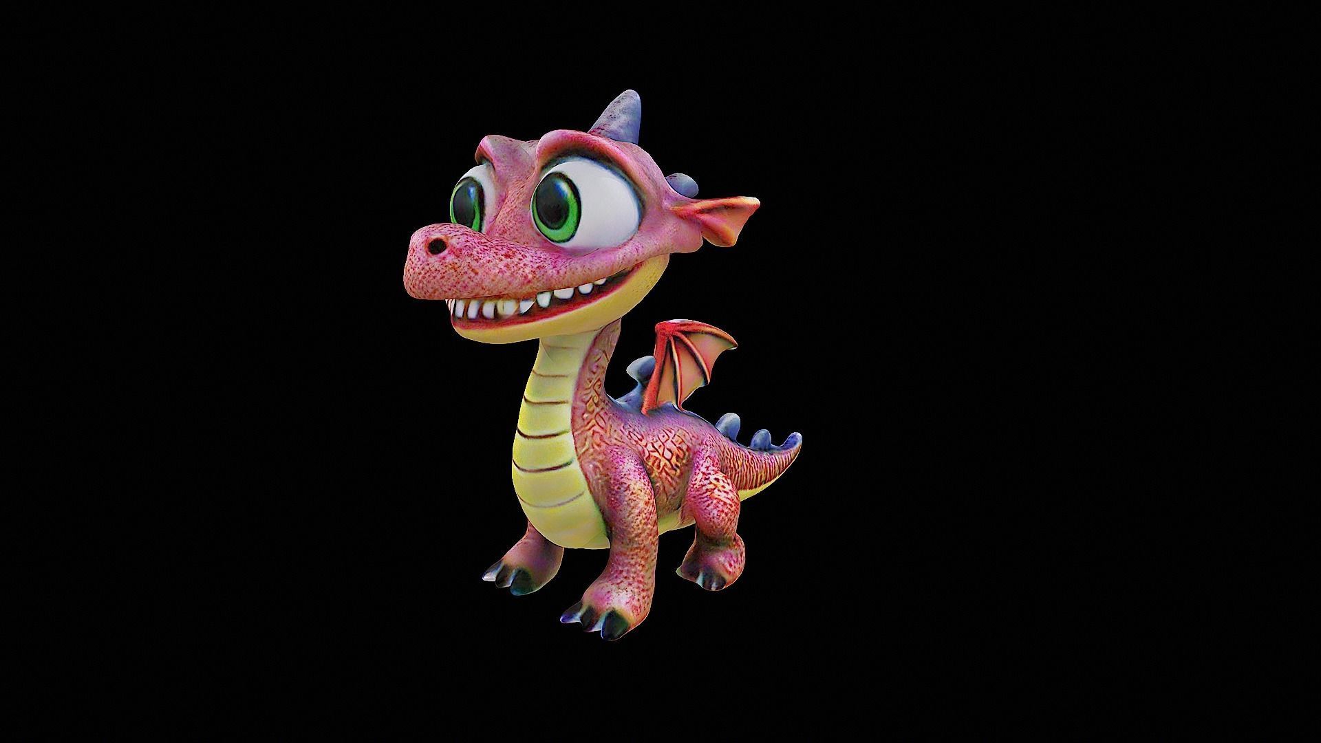 cute cartoon dragon stylized 3D model_6