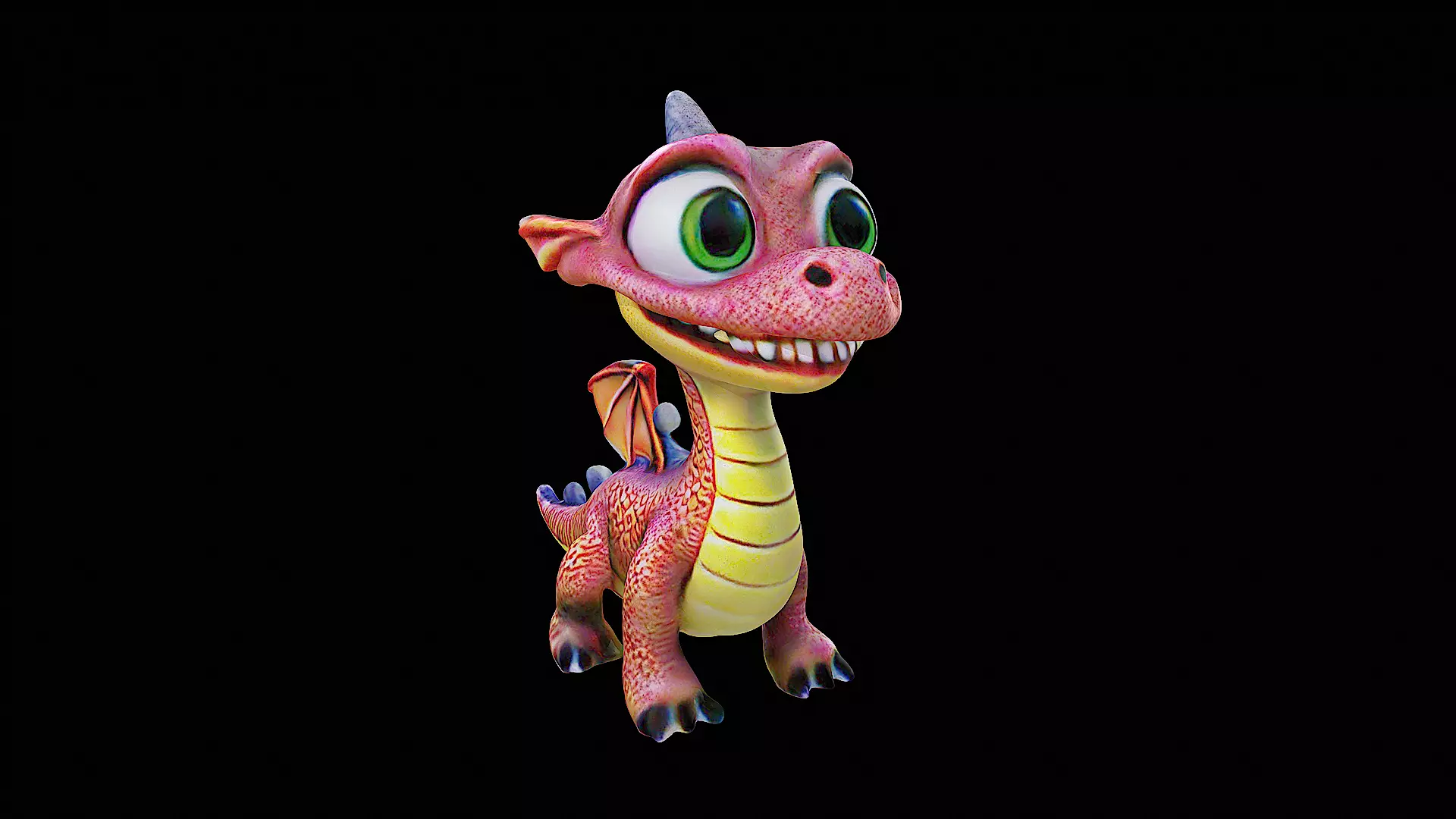 cute cartoon dragon stylized 3D model_0