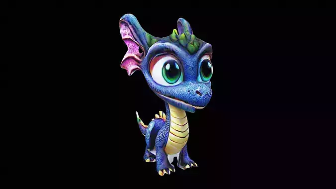 cute little dragon cartoon stylized