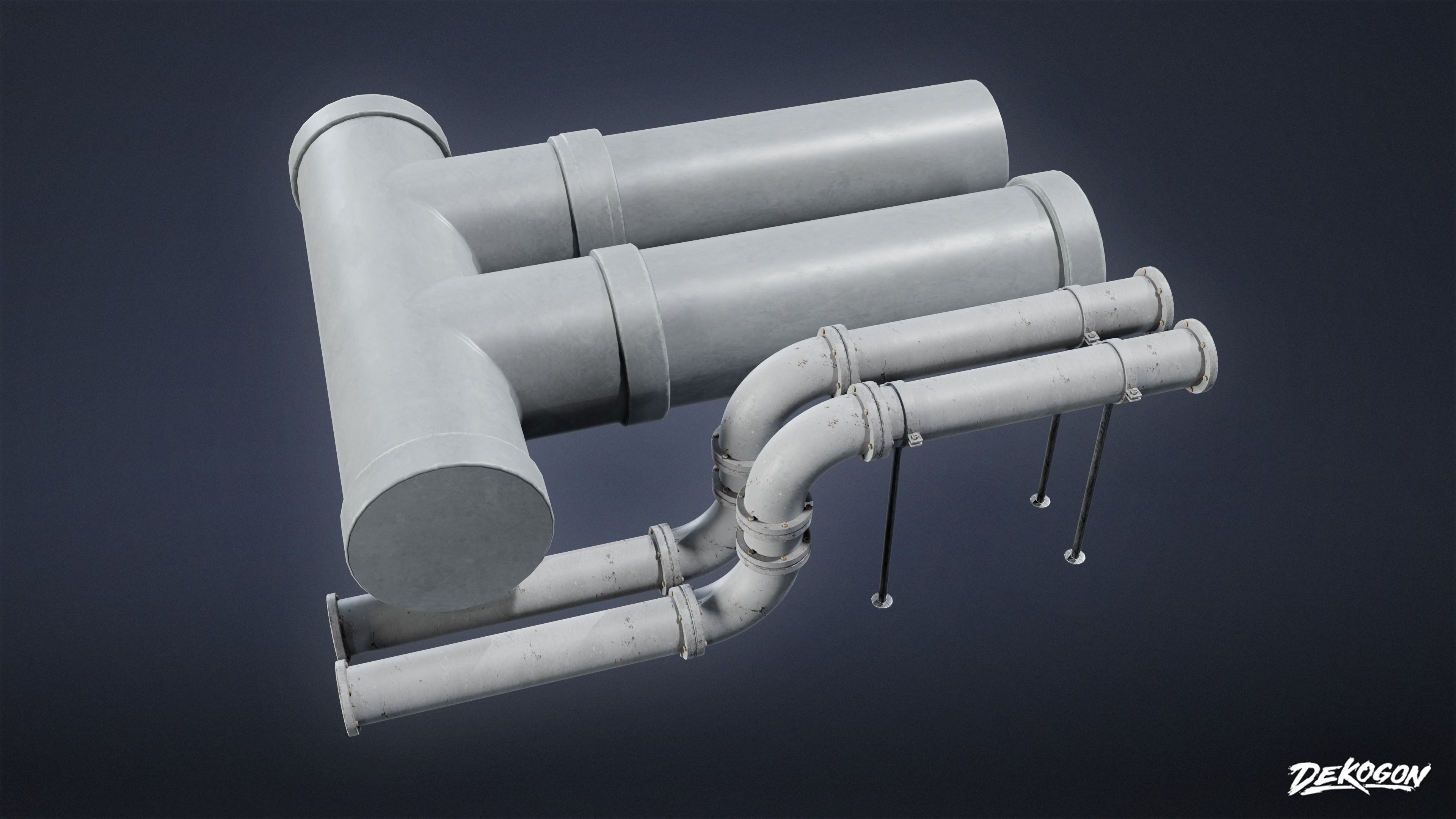 PIPES AND VENTS - Pipe Set 01 - LOW POLY Low-poly 3D model_11