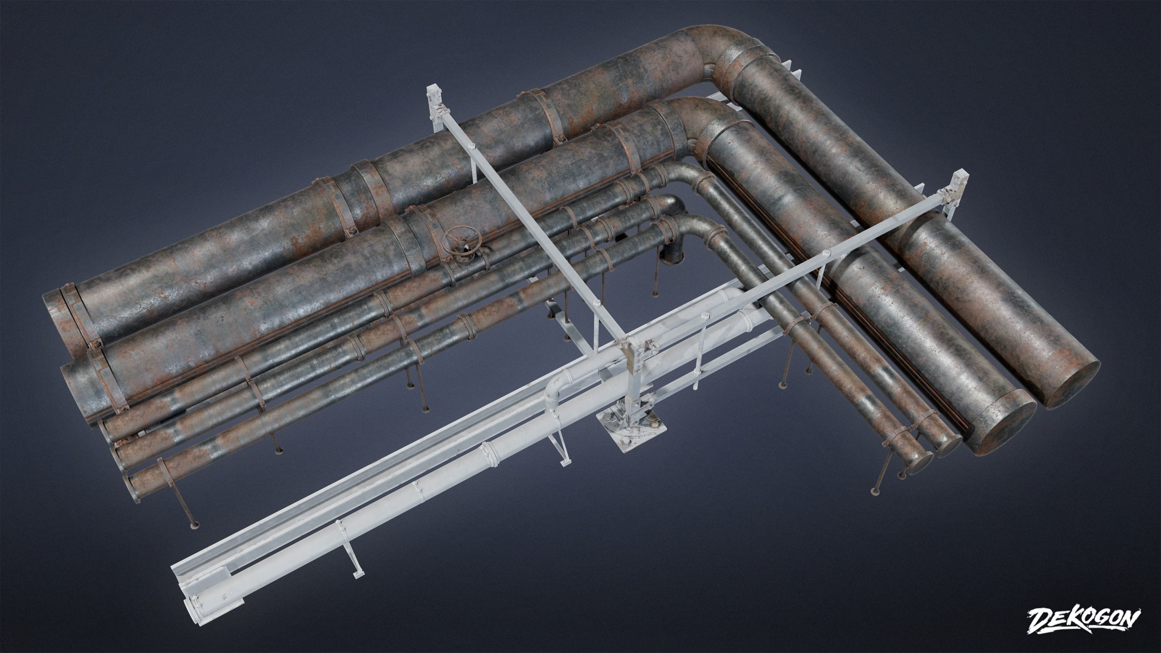 PIPES AND VENTS - Pipe Set 01 - LOW POLY Low-poly 3D model_7