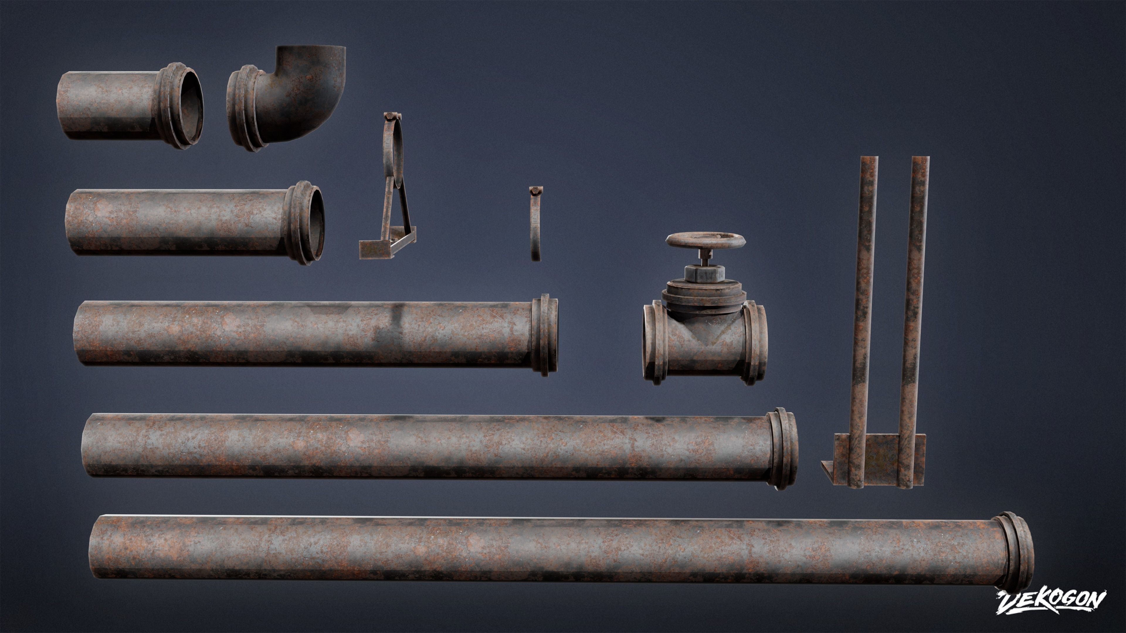 PIPES AND VENTS - Pipes 03 - LOW POLY Low-poly 3D model_2