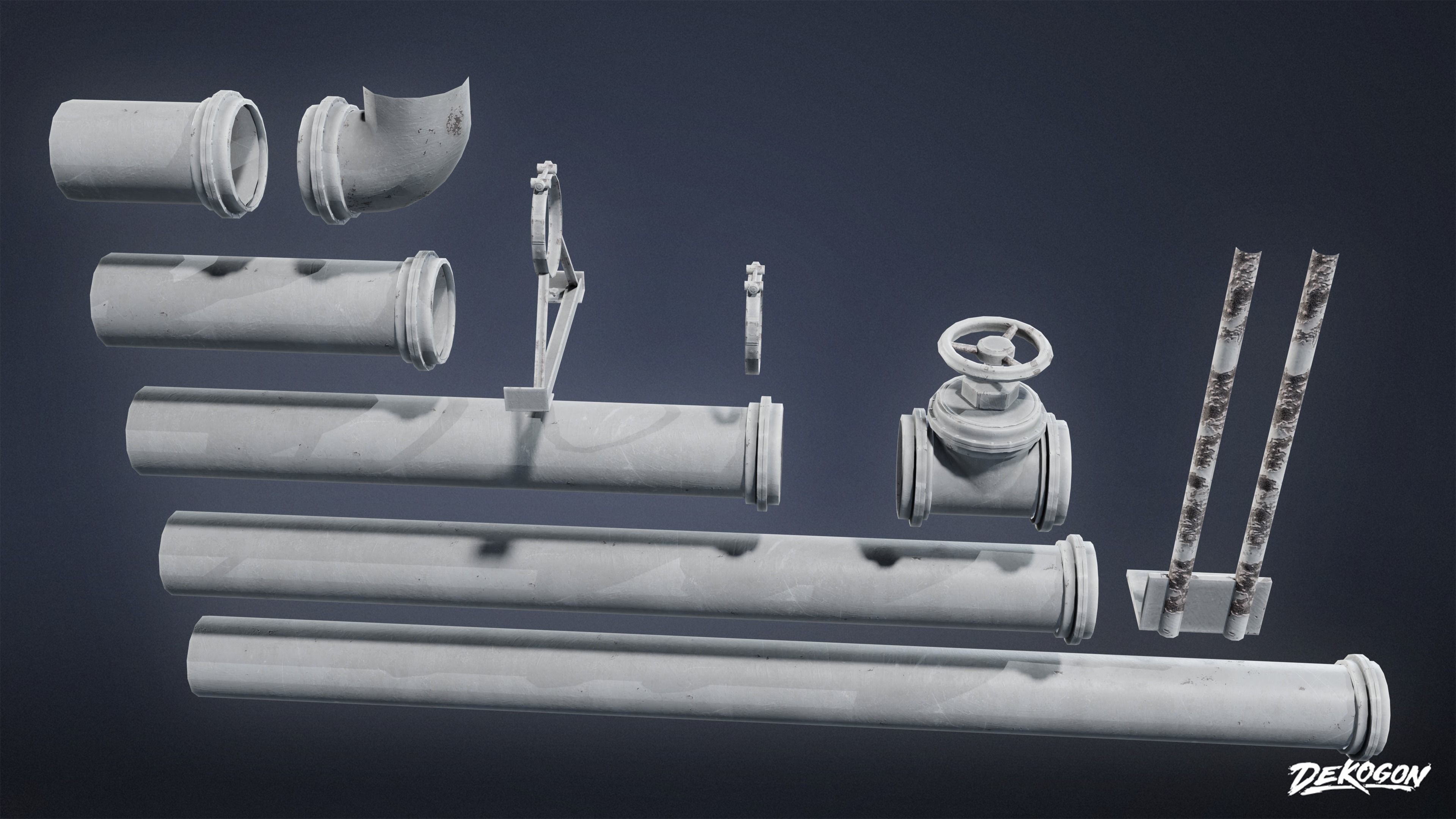 PIPES AND VENTS - Pipes 03 - LOW POLY Low-poly 3D model_6