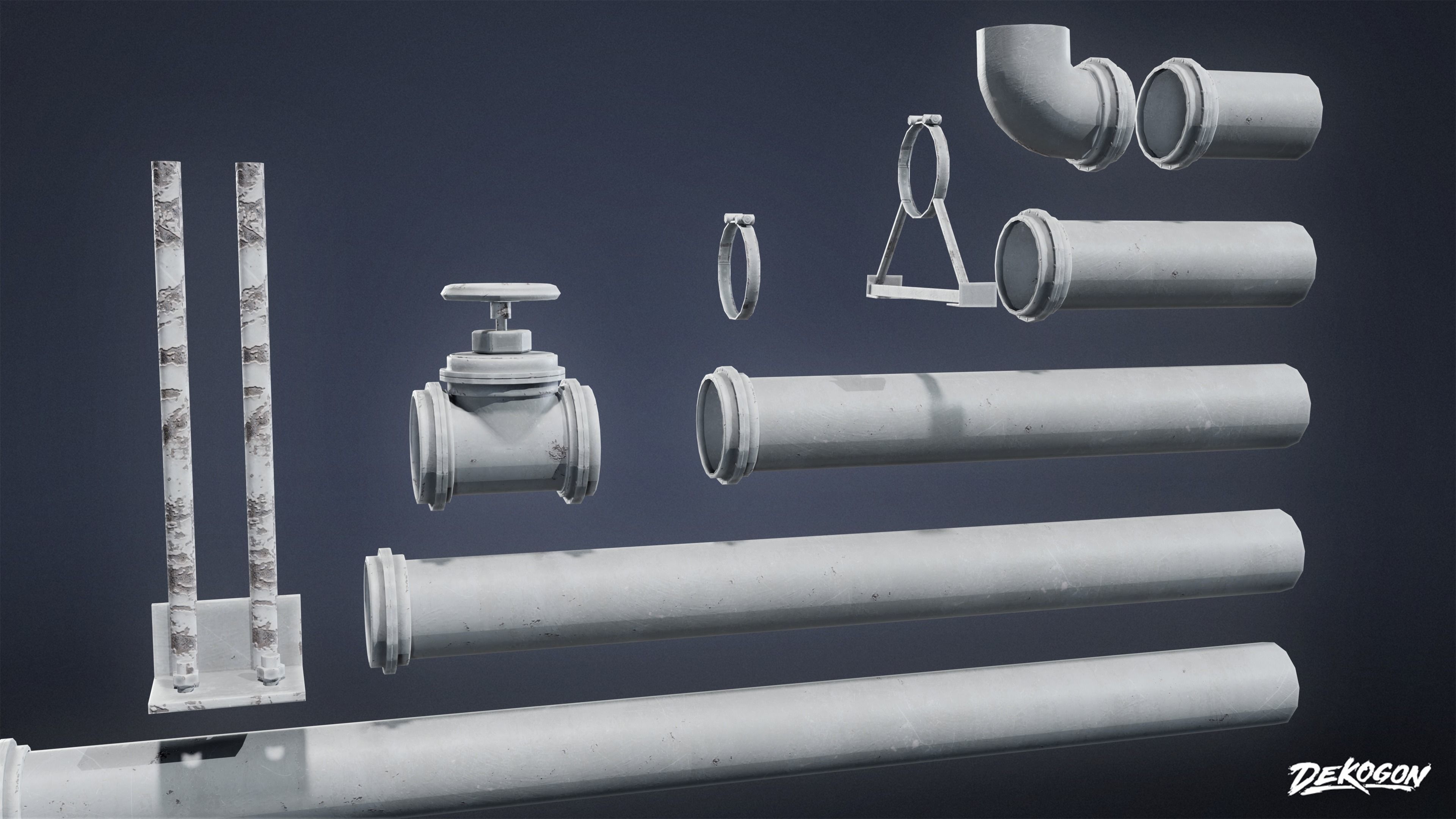 PIPES AND VENTS - Pipes 03 - LOW POLY Low-poly 3D model_5