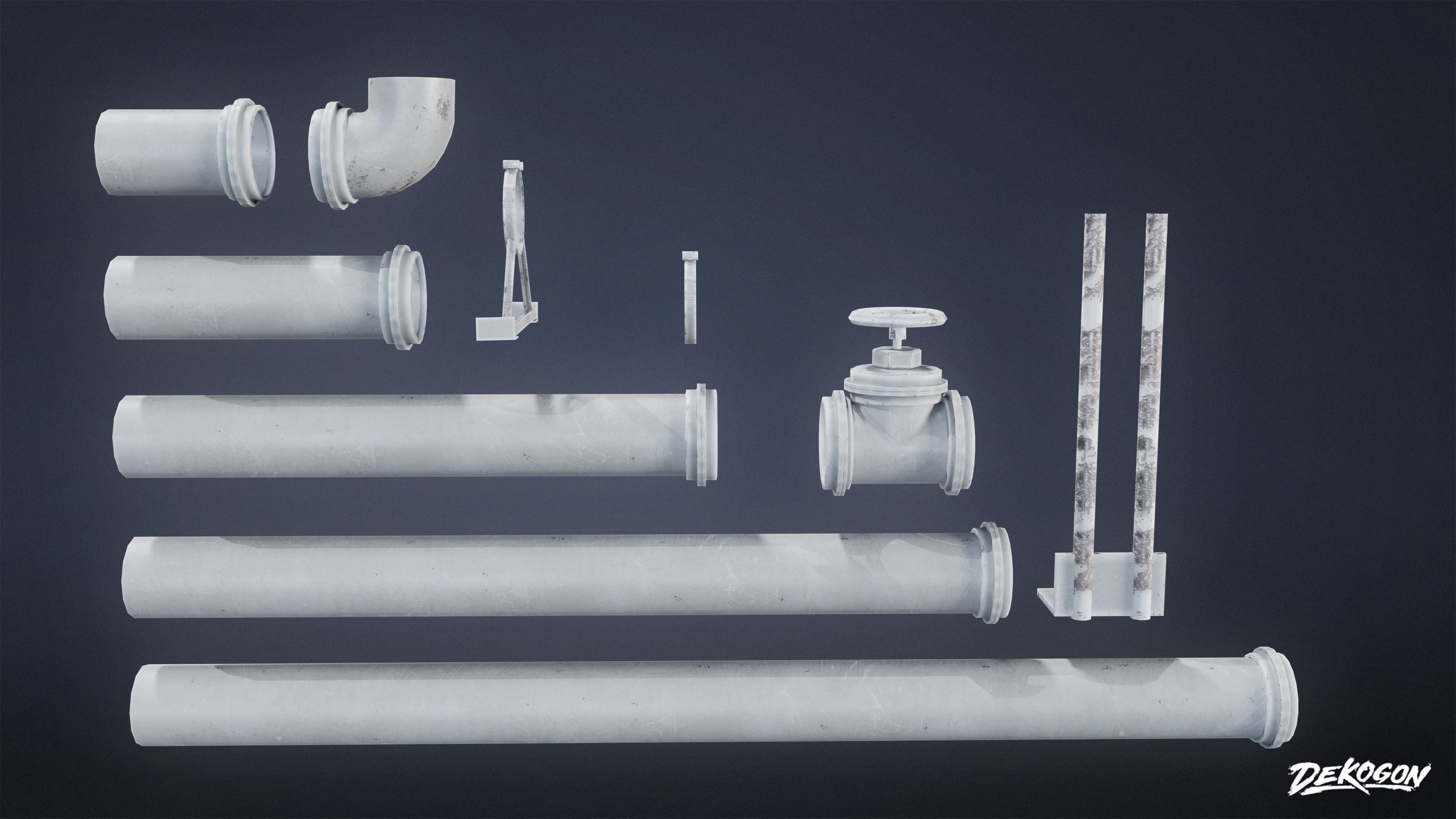 PIPES AND VENTS - Pipes 03 - LOW POLY Low-poly 3D model_1