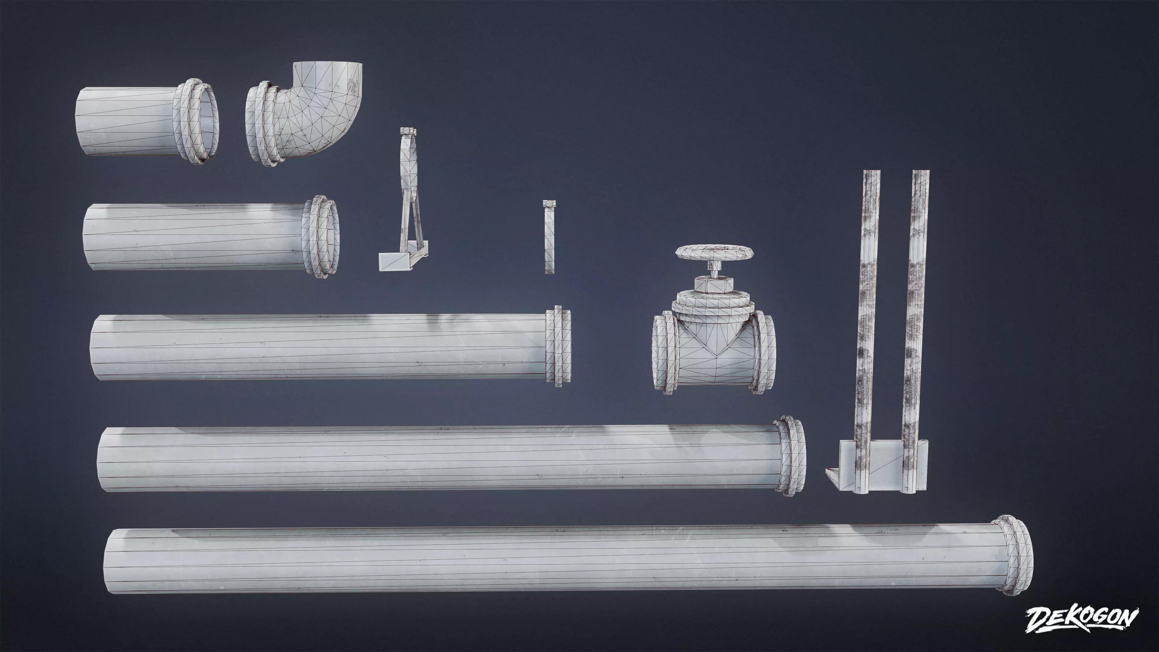 PIPES AND VENTS - Pipes 03 - LOW POLY Low-poly 3D model_0