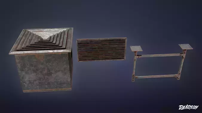 PIPES AND VENTS - Square Ducting 01 - LOW POLY