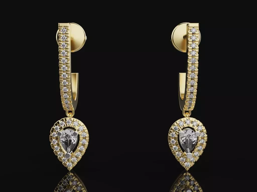 Messika style Diamond Earring 3D print model