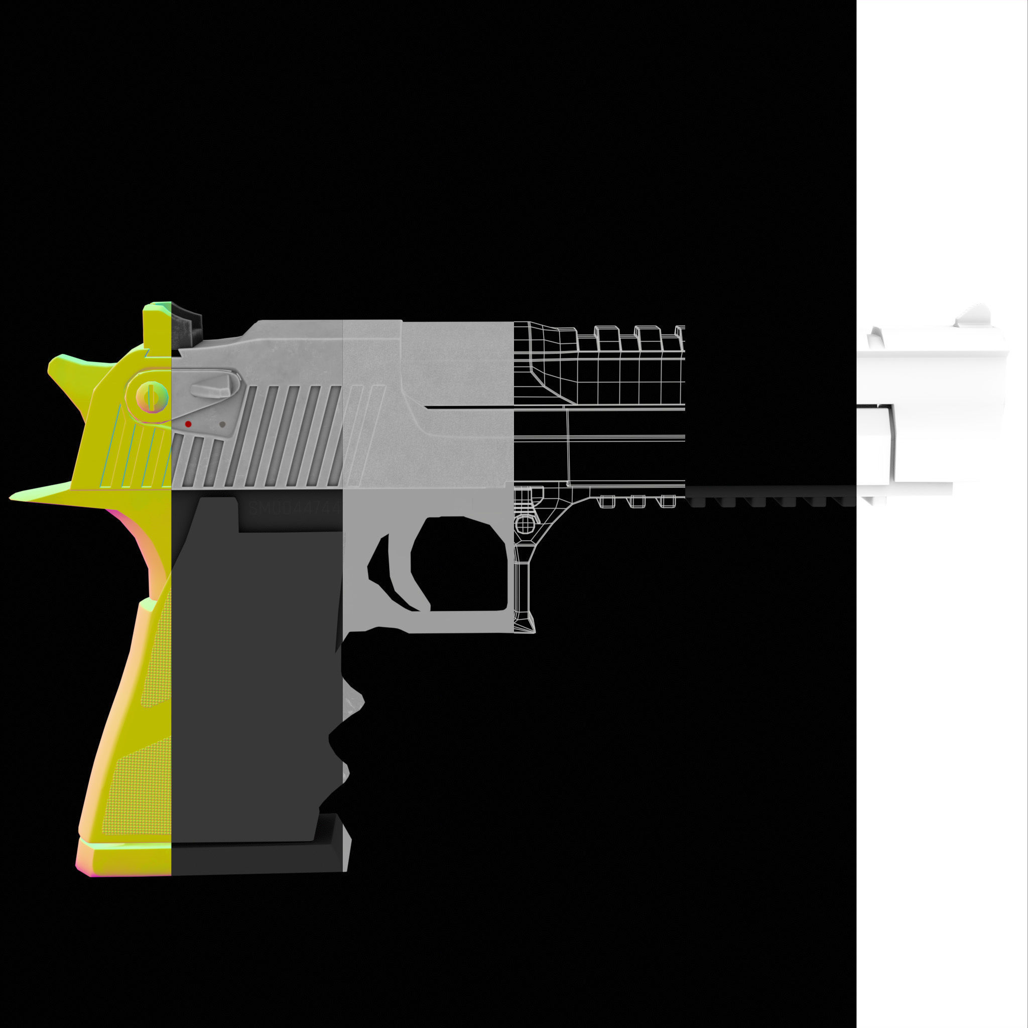 Desert Eagle Low-poly 3D model_10