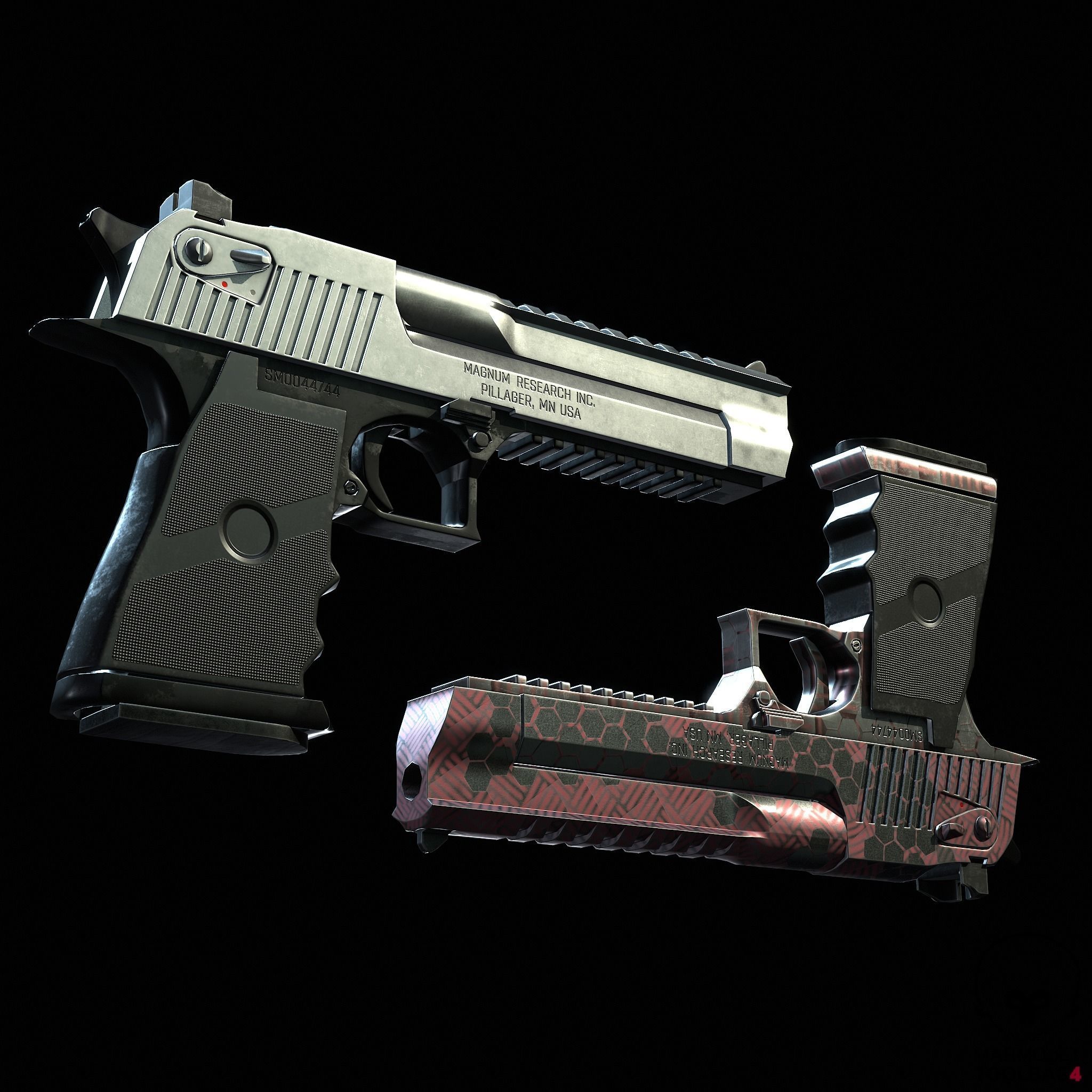 Desert Eagle Low-poly 3D model_5