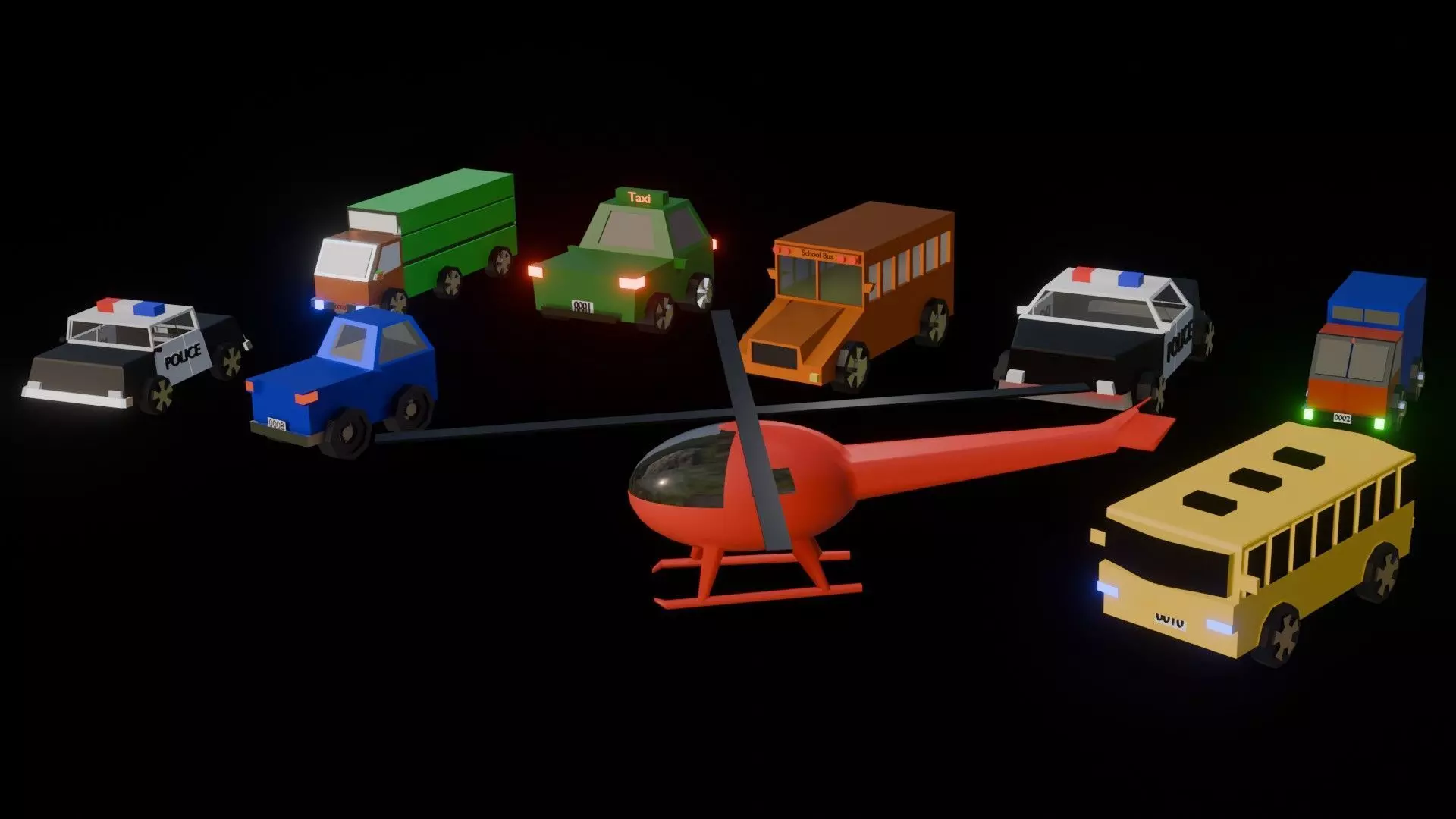 8 items of 3D modeling low poly Transportation folder Low-poly 3D model_0