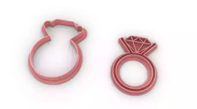 Solitare Ring wedding ring Cookie cutter and stamp 