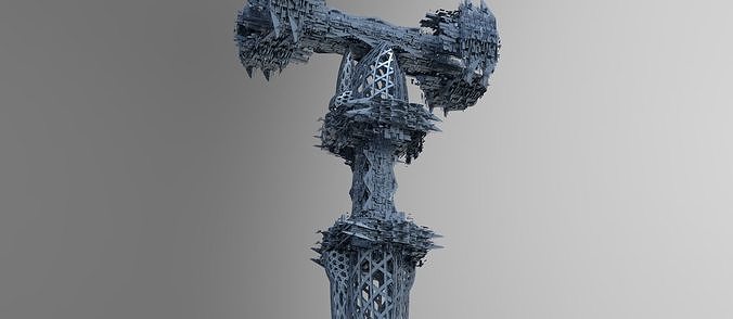 Covenant Skyscraper Docking tower rig Low-poly 3D model