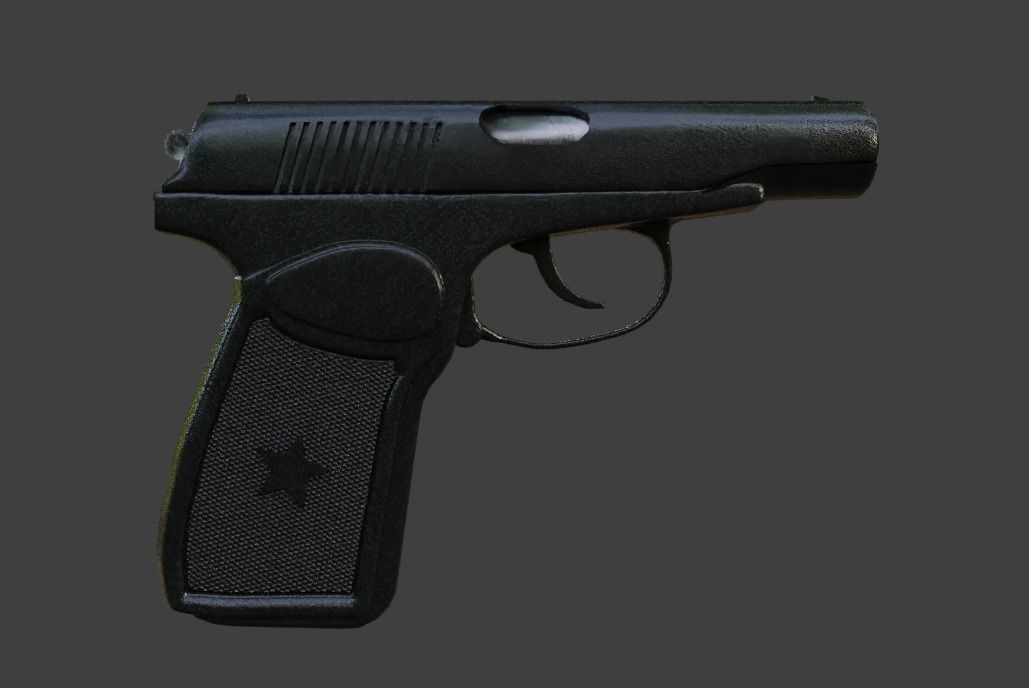 Semi-Detailed Russian Makarov Pistol Low-poly 3D model_2