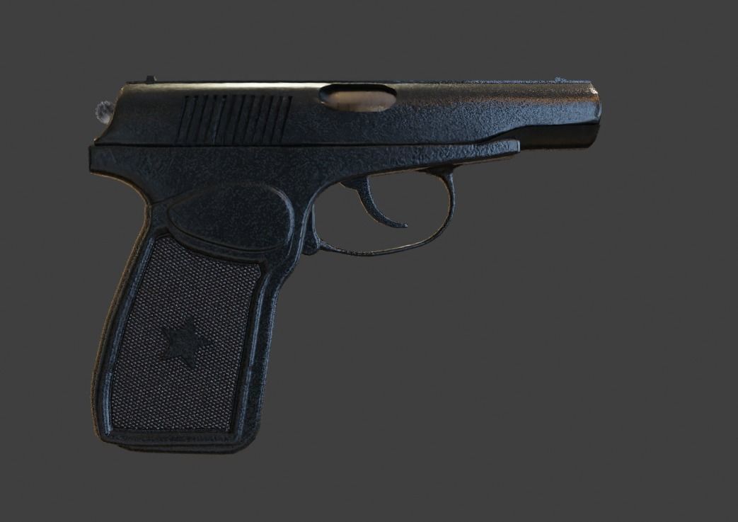 Semi-Detailed Russian Makarov Pistol Low-poly 3D model_3