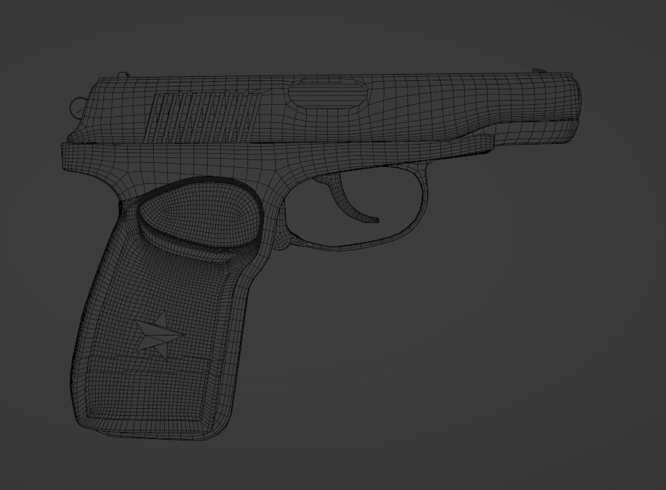 Semi-Detailed Russian Makarov Pistol Low-poly 3D model_8