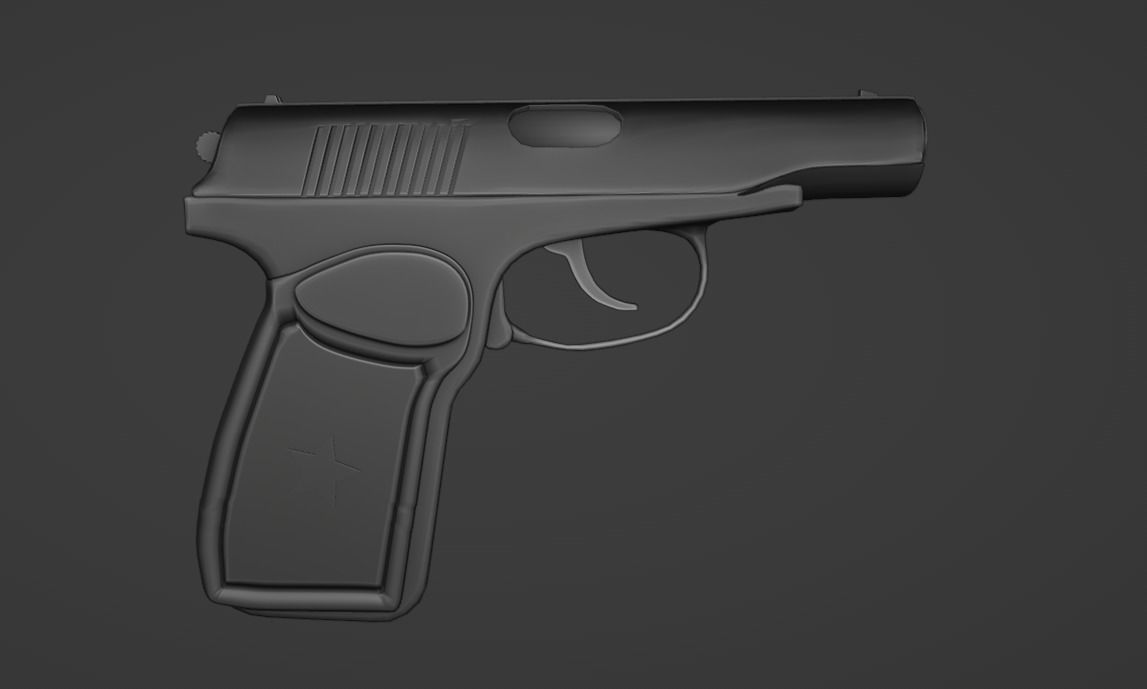 Semi-Detailed Russian Makarov Pistol Low-poly 3D model_7